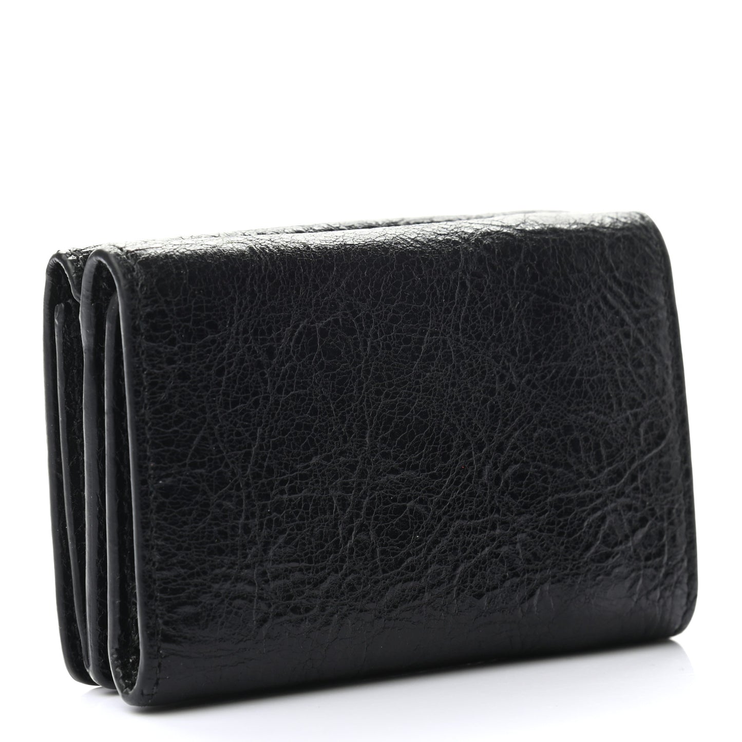 Agneau Classic Silver Hardware Mini Wallet Black