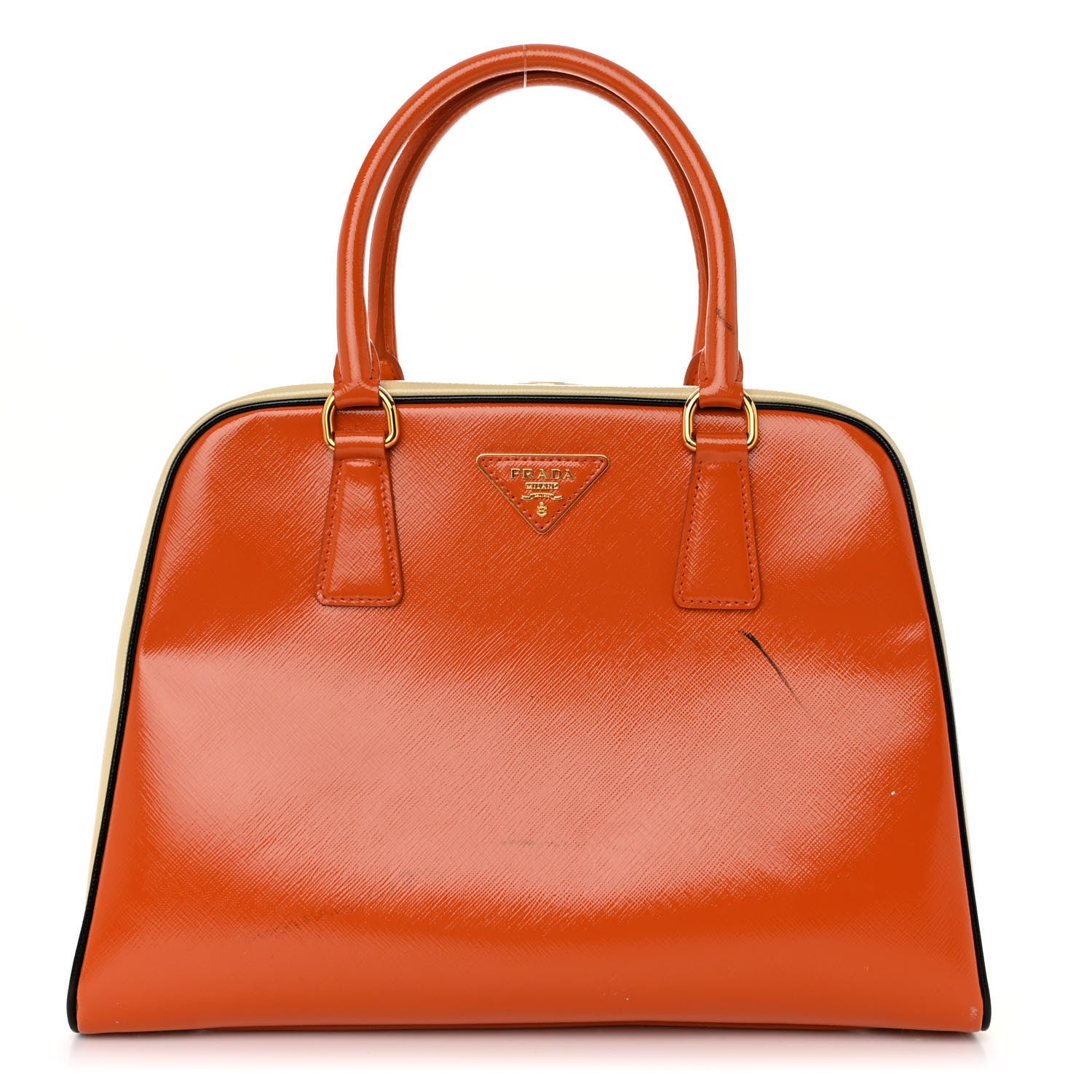 Prada Saffiano Vernice Medium Promenade Tote Papaya Talco 1 of 13
