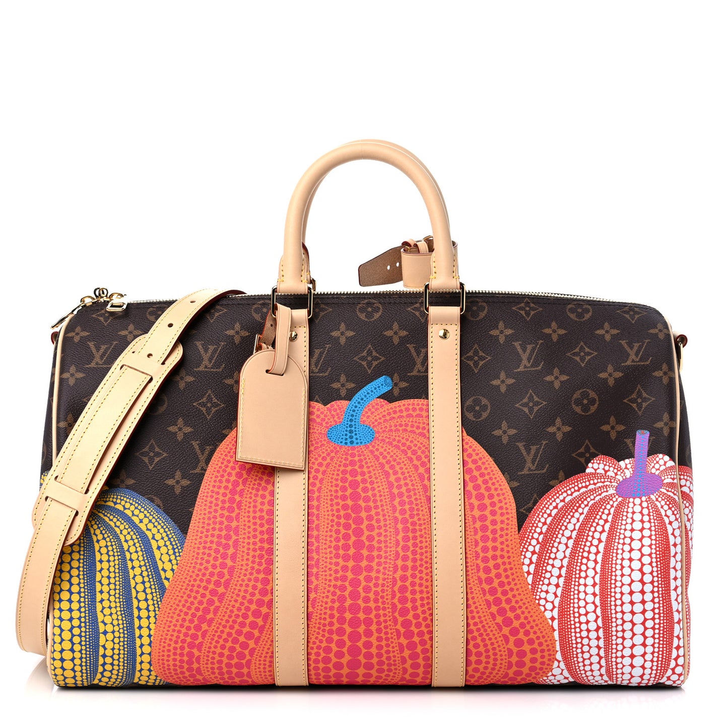 LV X YK Monogram Pumpkins Keepall Bandouliere 45