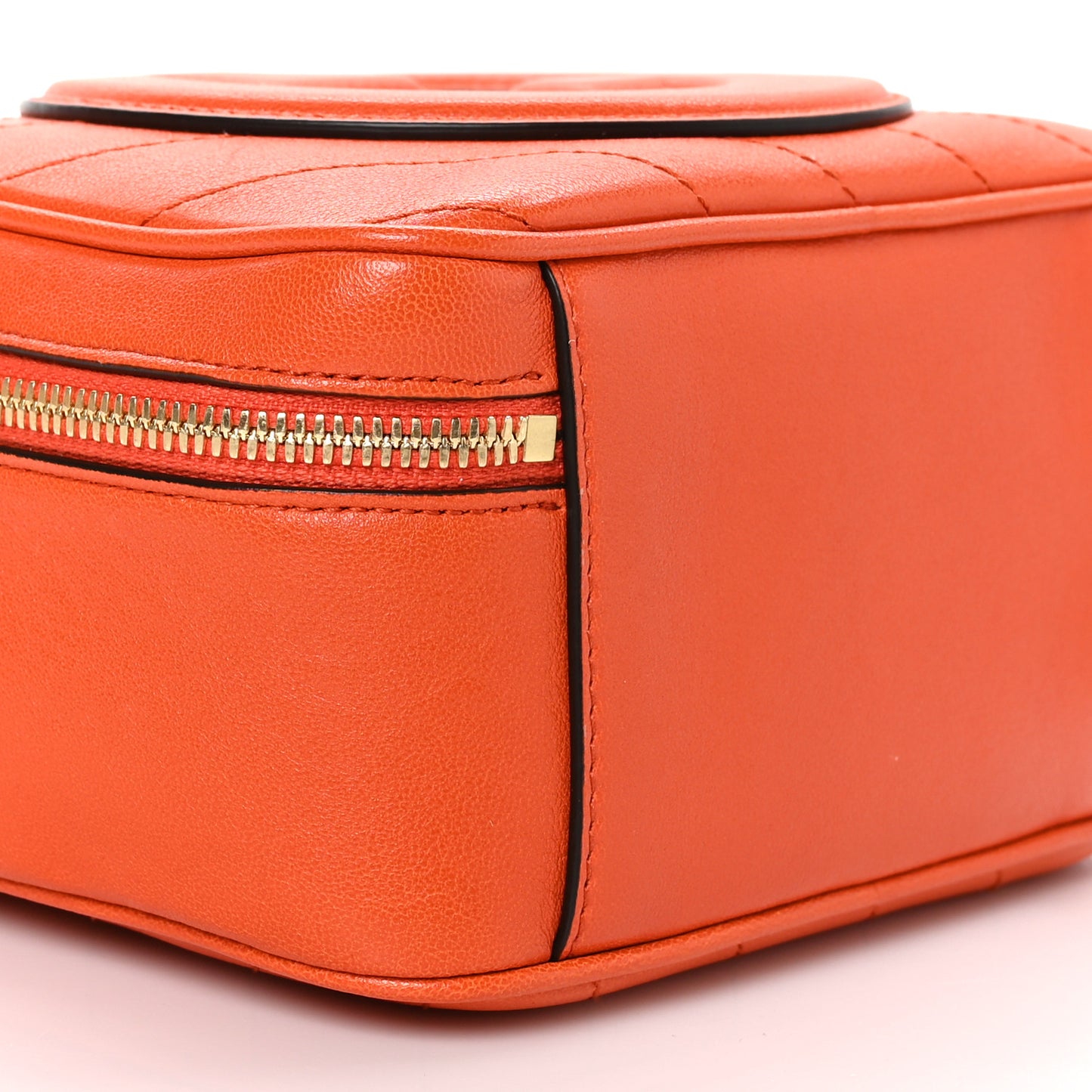 Sakai Be Green Calfskin Diagonal Stitched Small Blondie Shoulder Bag Orange