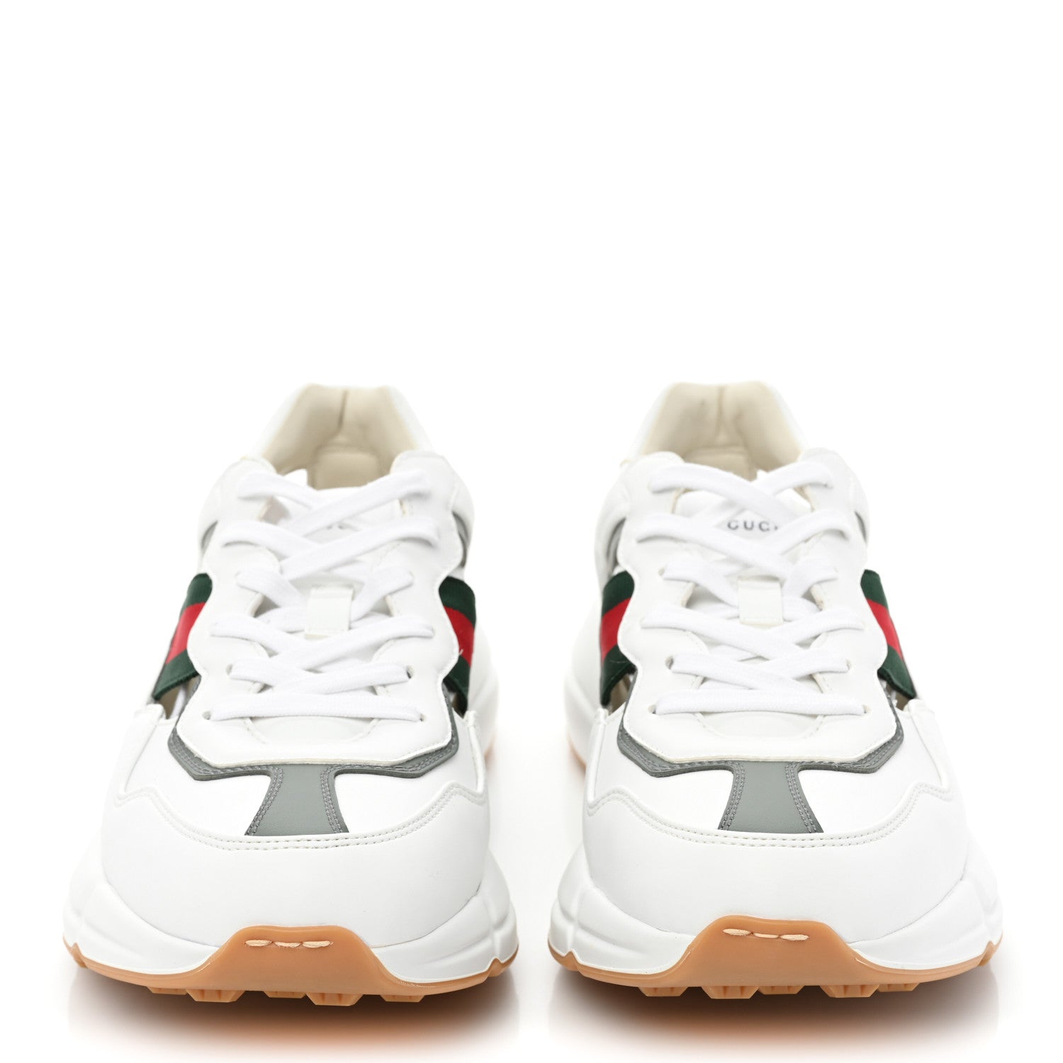 Gucci Demetra Web Mens Rhyton Cut Out Sneakers 9.5 Great White Grey 2 of 13