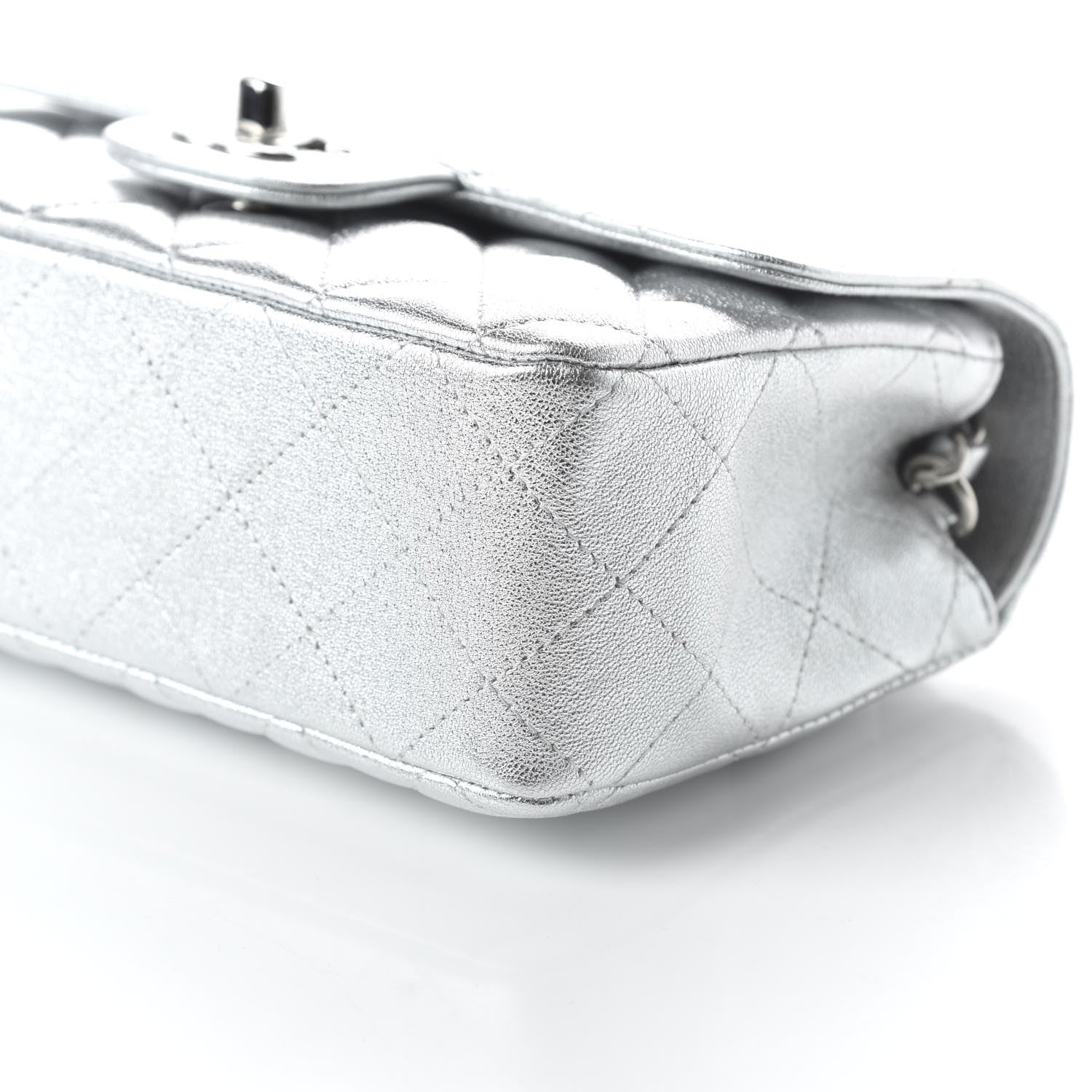 Chanel Metallic Lambskin Quilted Mini Rectangular Flap Silver 7 of 10