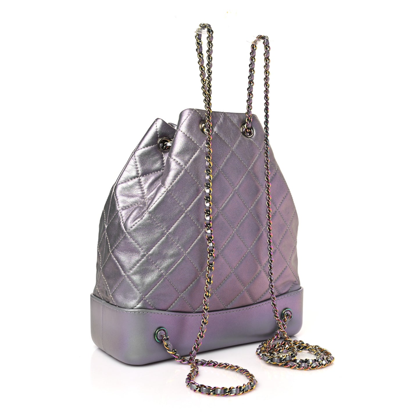 Iridescent Lambskin Calfskin Quilted Gabrielle Backpack Light Purple