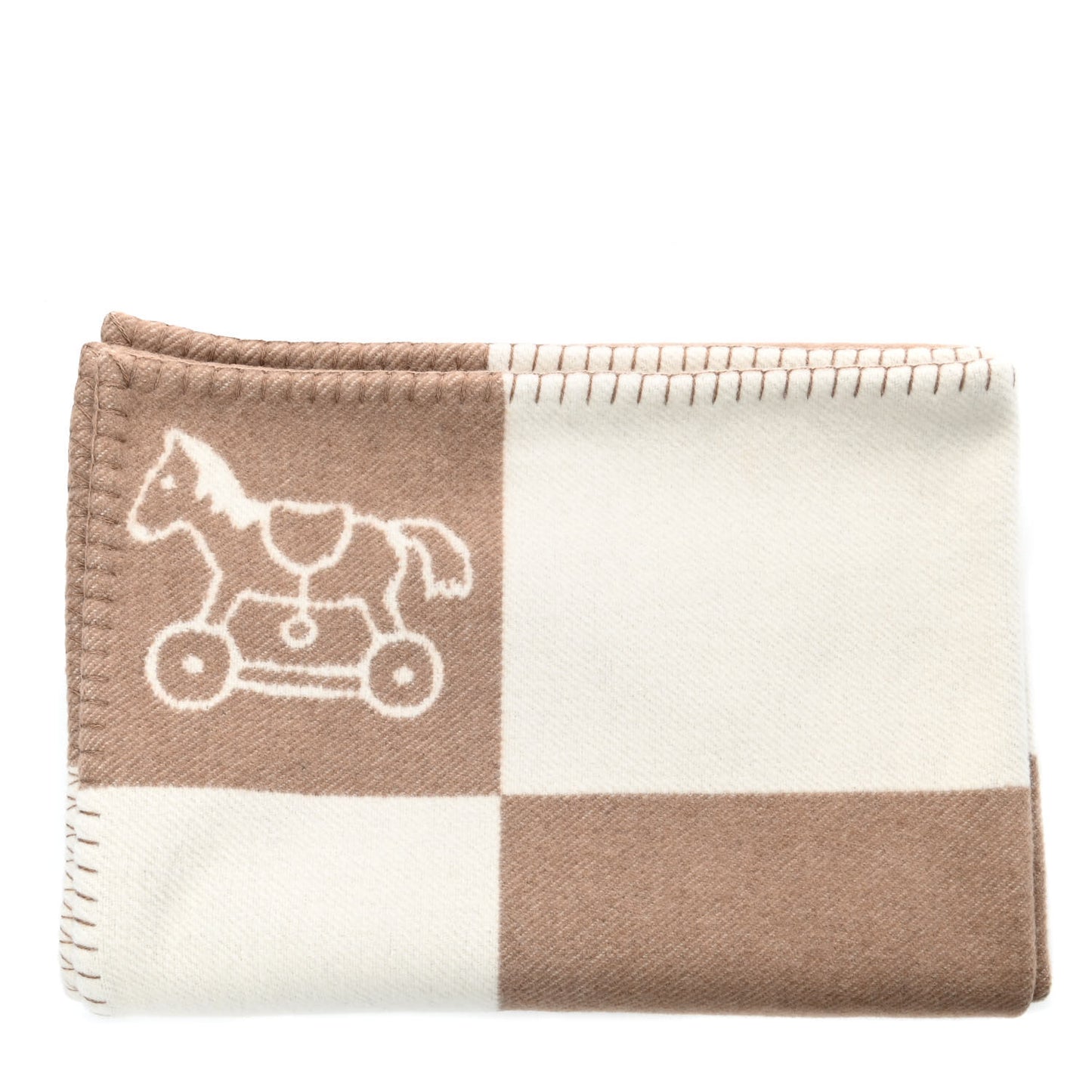 Wool Cashmere Adada Avalon Baby Blanket Noisette Moyen White