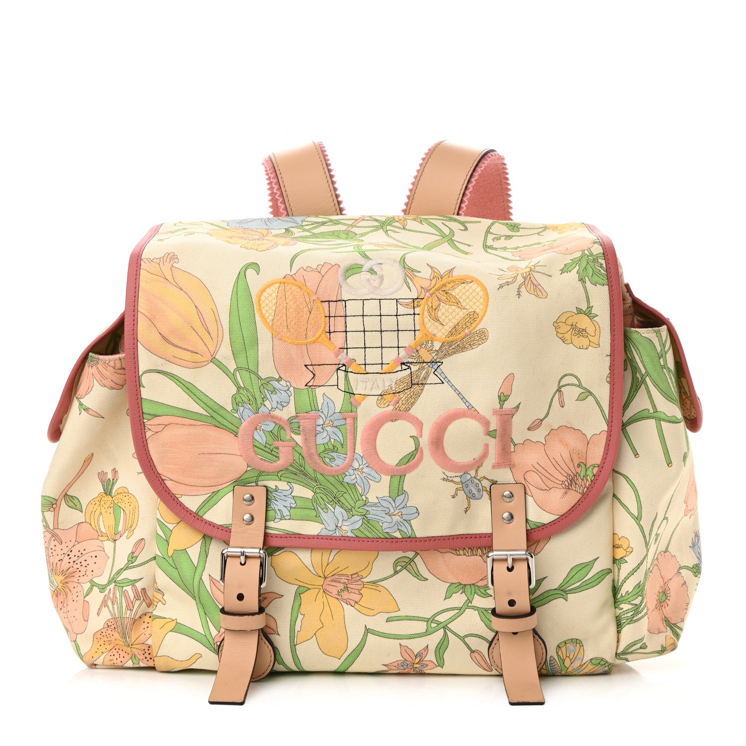 Gucci Floral Backpack Diaper Bag Beige Green Pink 1201840