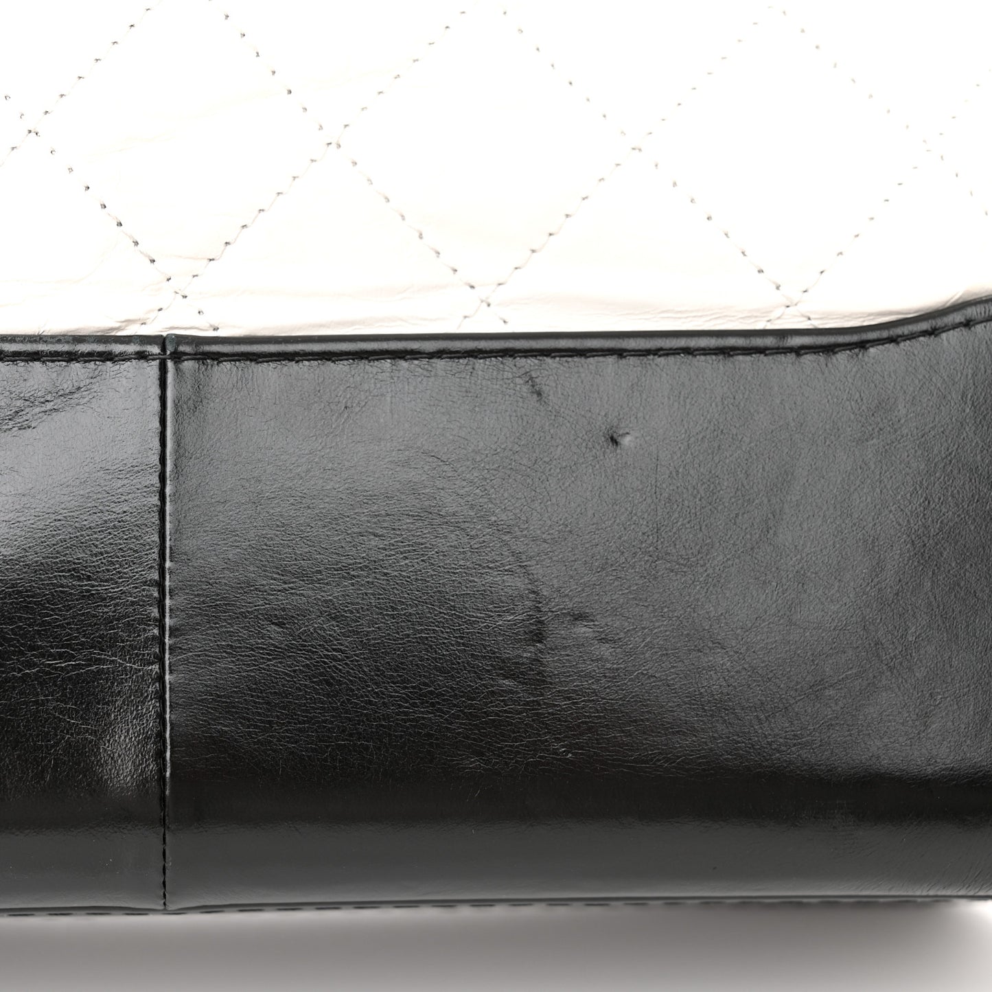 Aged Calfskin Quilted Medium Gabrielle Hobo Black White