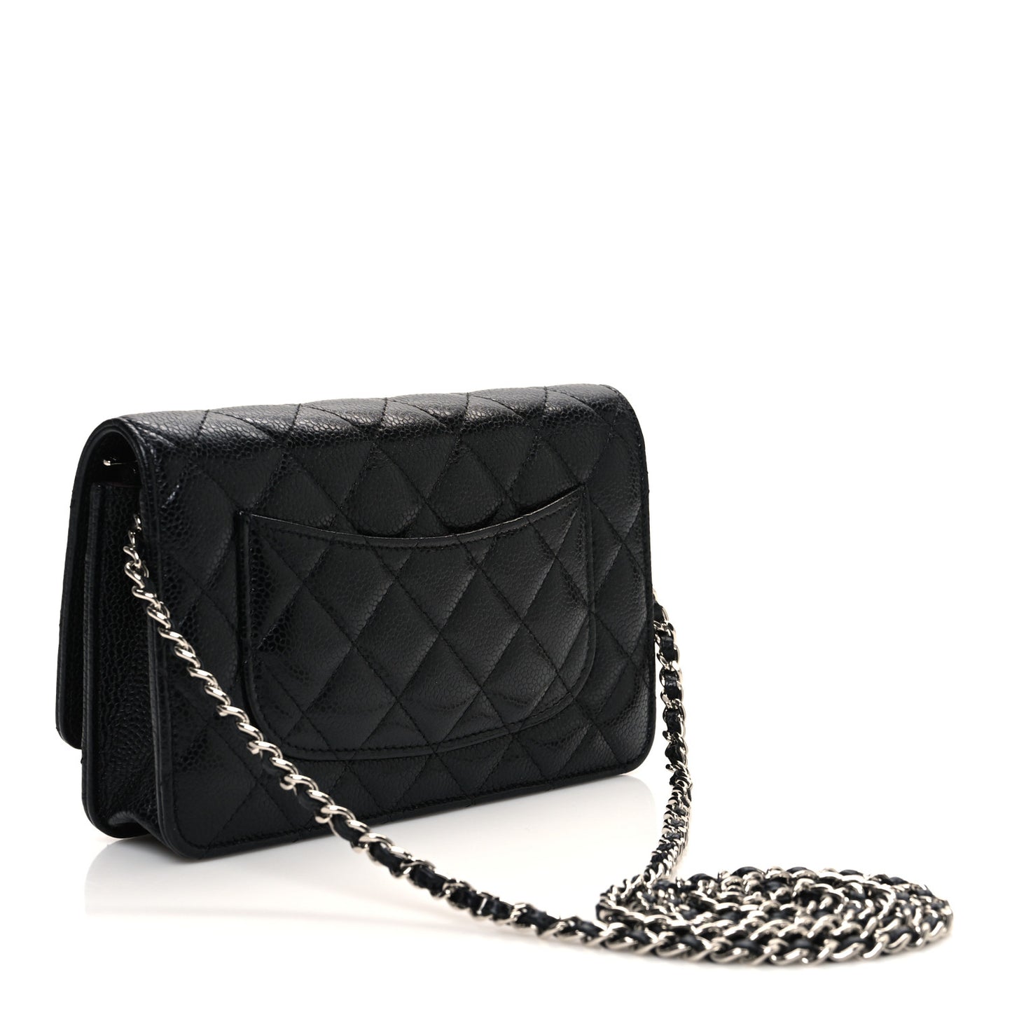 Caviar Quilted Wallet on Chain WOC Black
