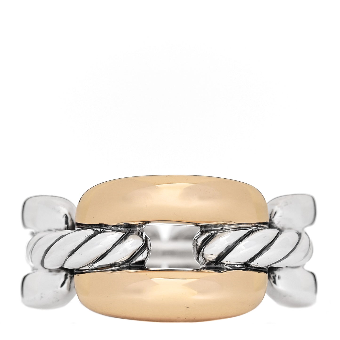 Sterling Silver 18K Yellow Gold 9.5mm Wellesley Chain Link Ring 54 7