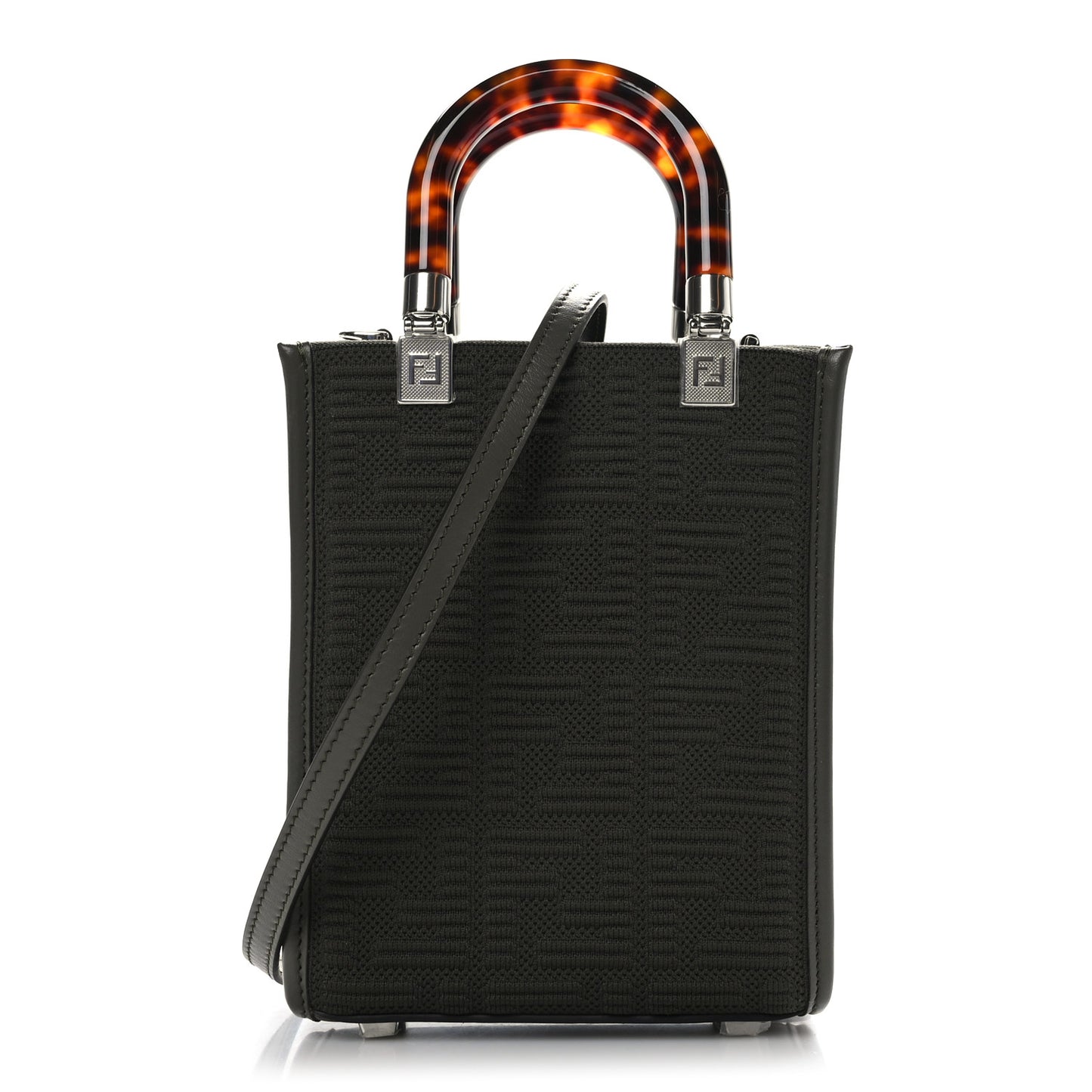 Technical Fabric Vitello Ceylon Plexiglass FF Mini Fendi Sunshine Shopper Tote Wood