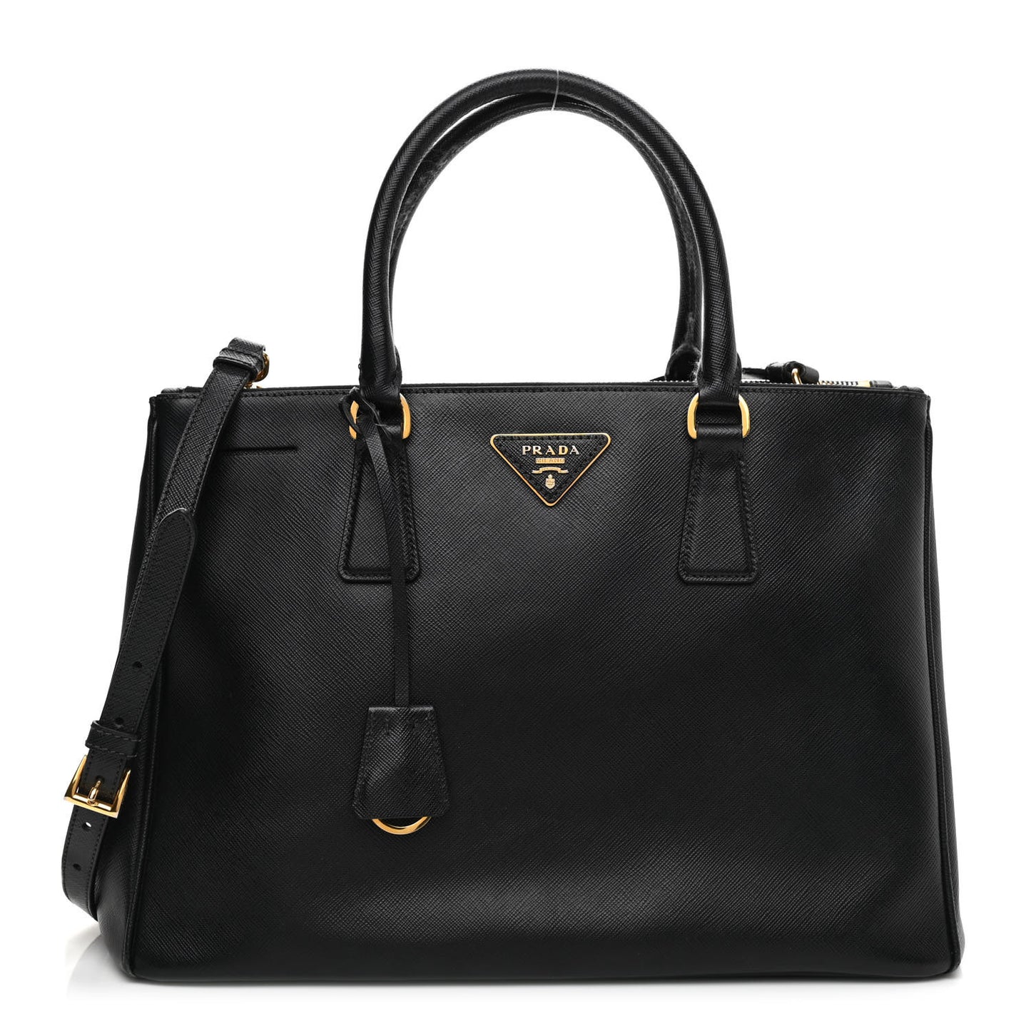 Saffiano Medium Galleria Double Zip Tote Black