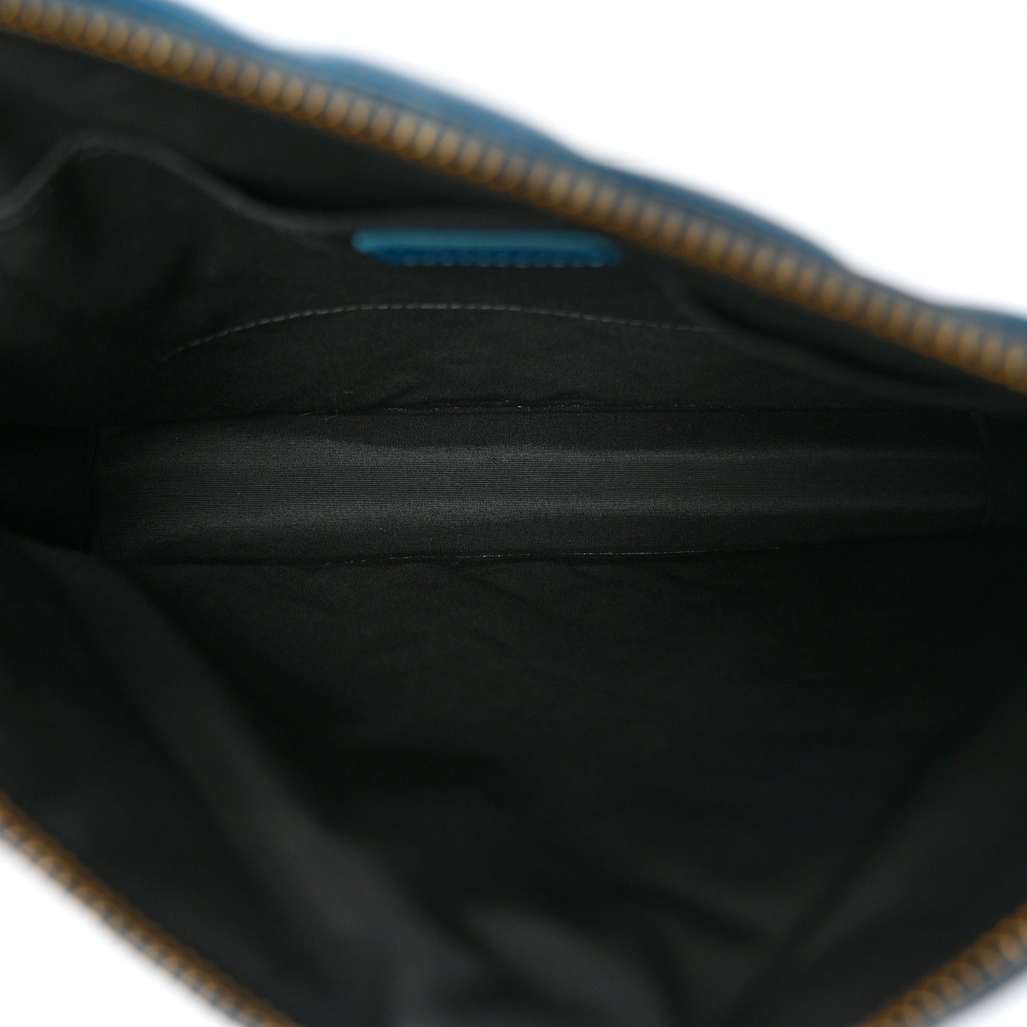 Patent Calfskin Quilted Large Tribute Icon Crossbody Pouch Blue