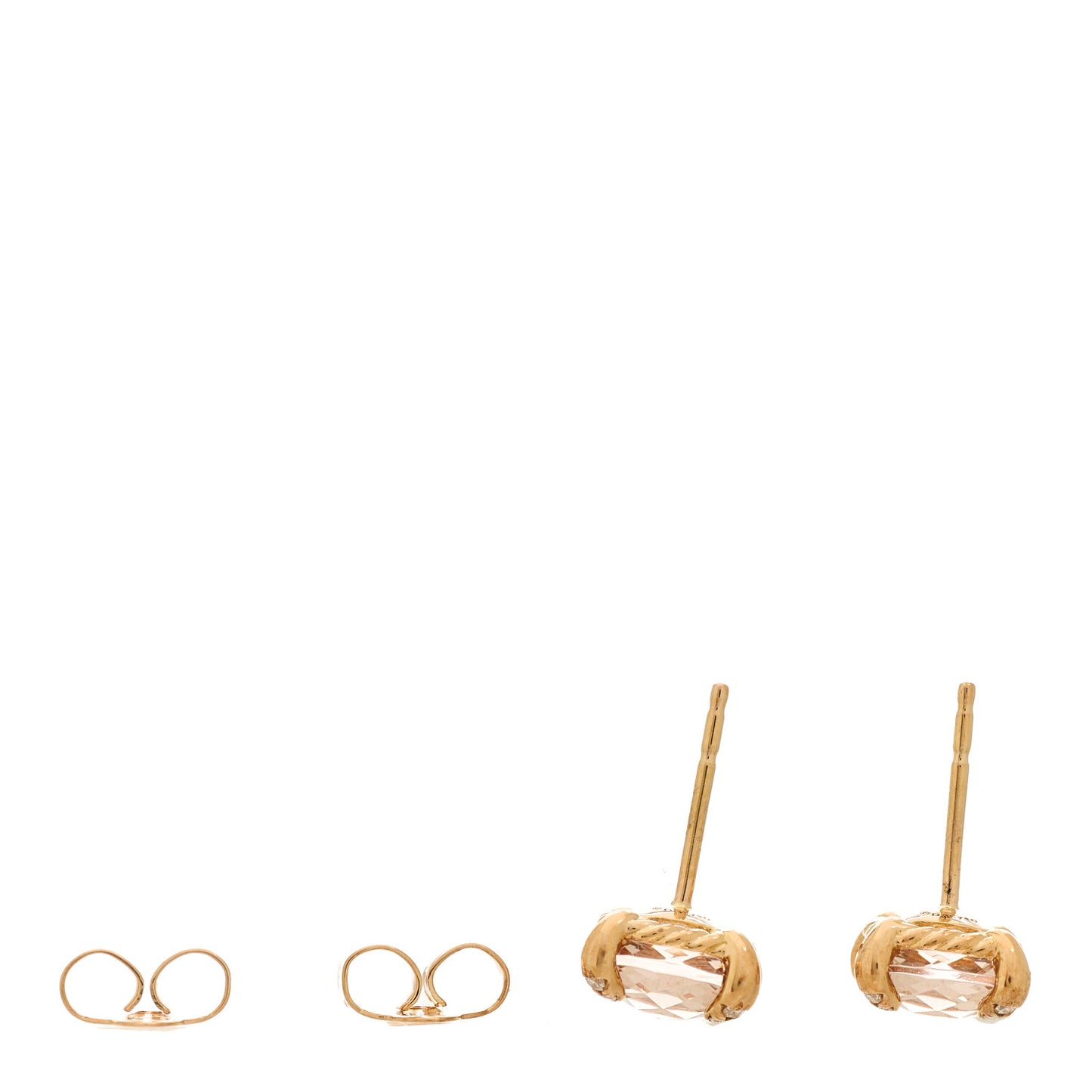 18K Rose Gold Diamond Morganite 8mm Chatelaine Earrings