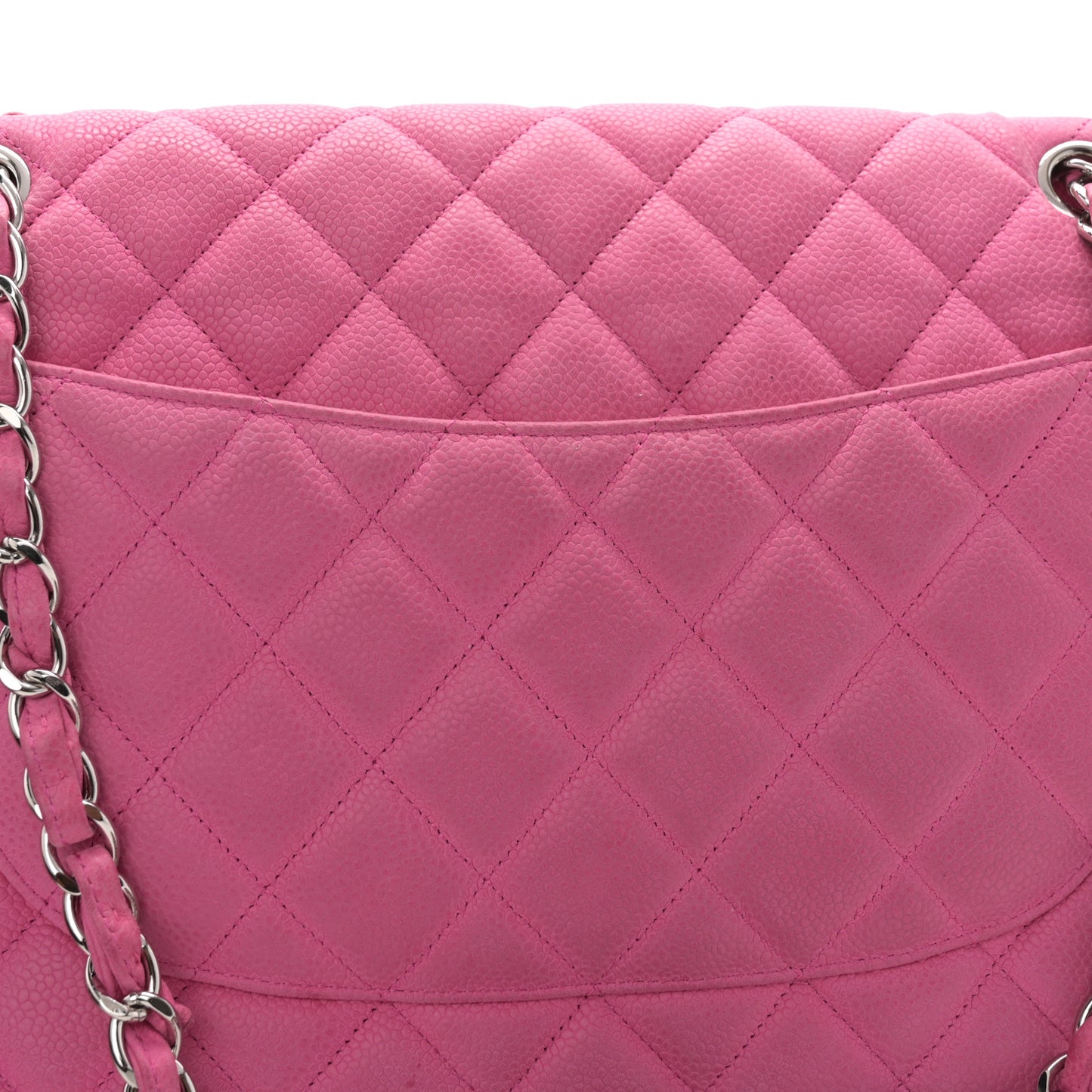 Iridescent Caviar Quilted Jumbo Double Flap Pink