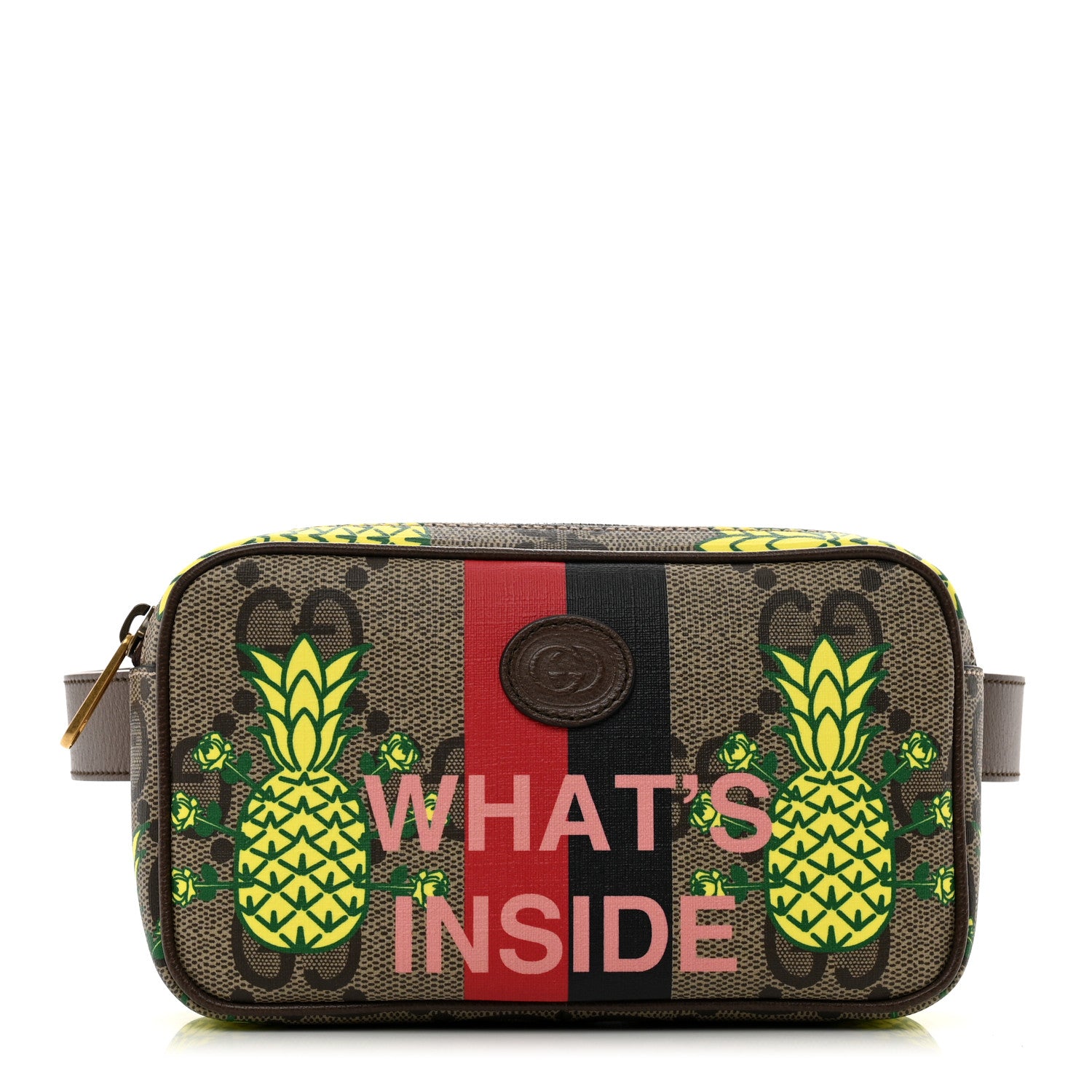Gucci Maxi GG Supreme Monogram Pineapple Textured Dollar Calfskin Small Retro Interlocking G Belt Bag 90 36 Beige Ebony Green Pink New Acero 1 of 11