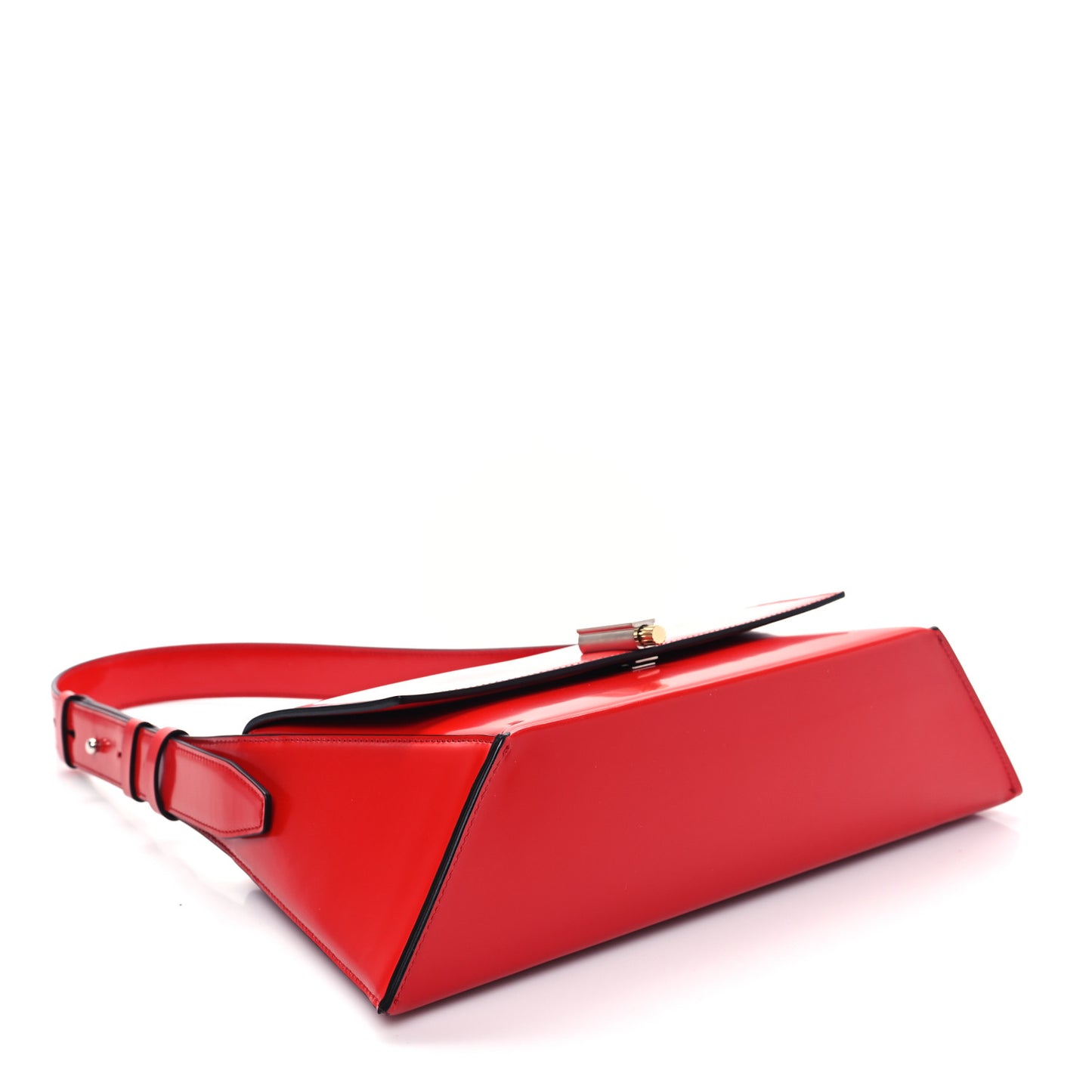 Brushed Calfskin Medium Geometric Prisma Shoulder Bag Flame Red