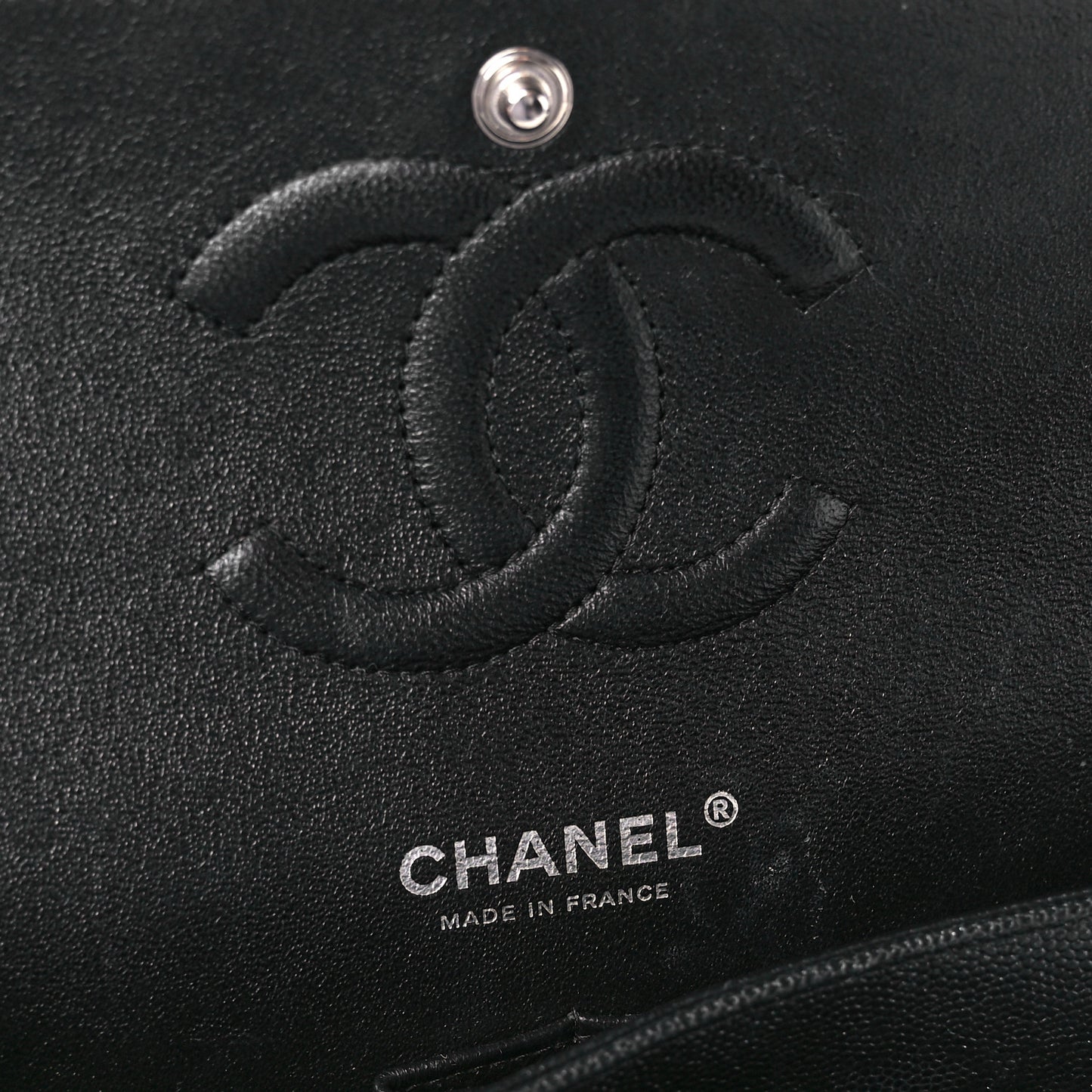 Iridescent Caviar Quilted Medium Double Flap Black