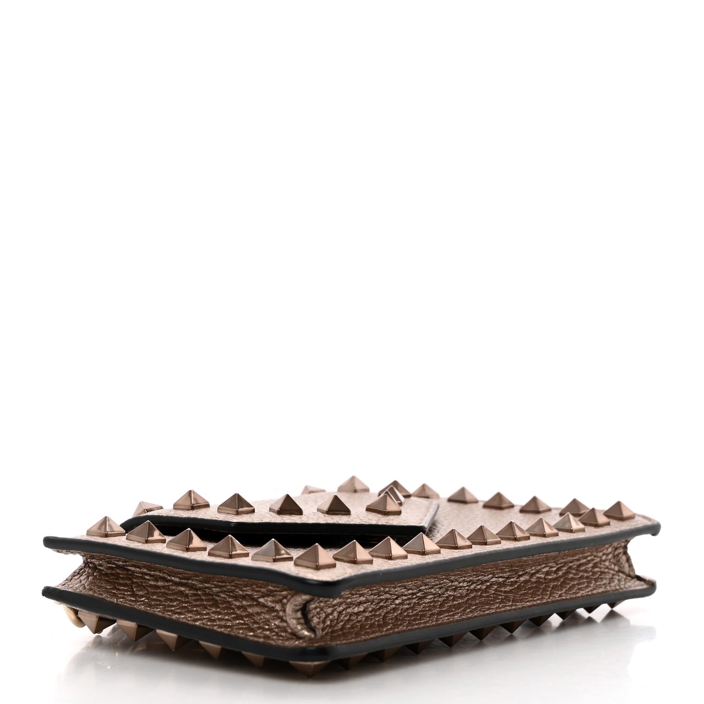 Metallic Pebbled Calfskin Rockstud Phone Case With Chain Sasso