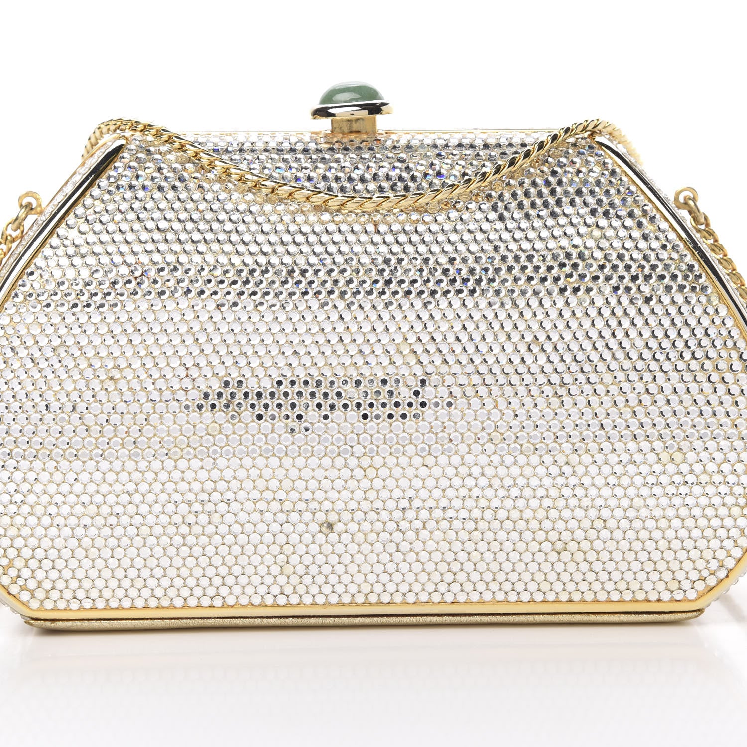 Judith Leiber Swarovski Crystal Minaudiere Clutch Gold Silver 9 of 19