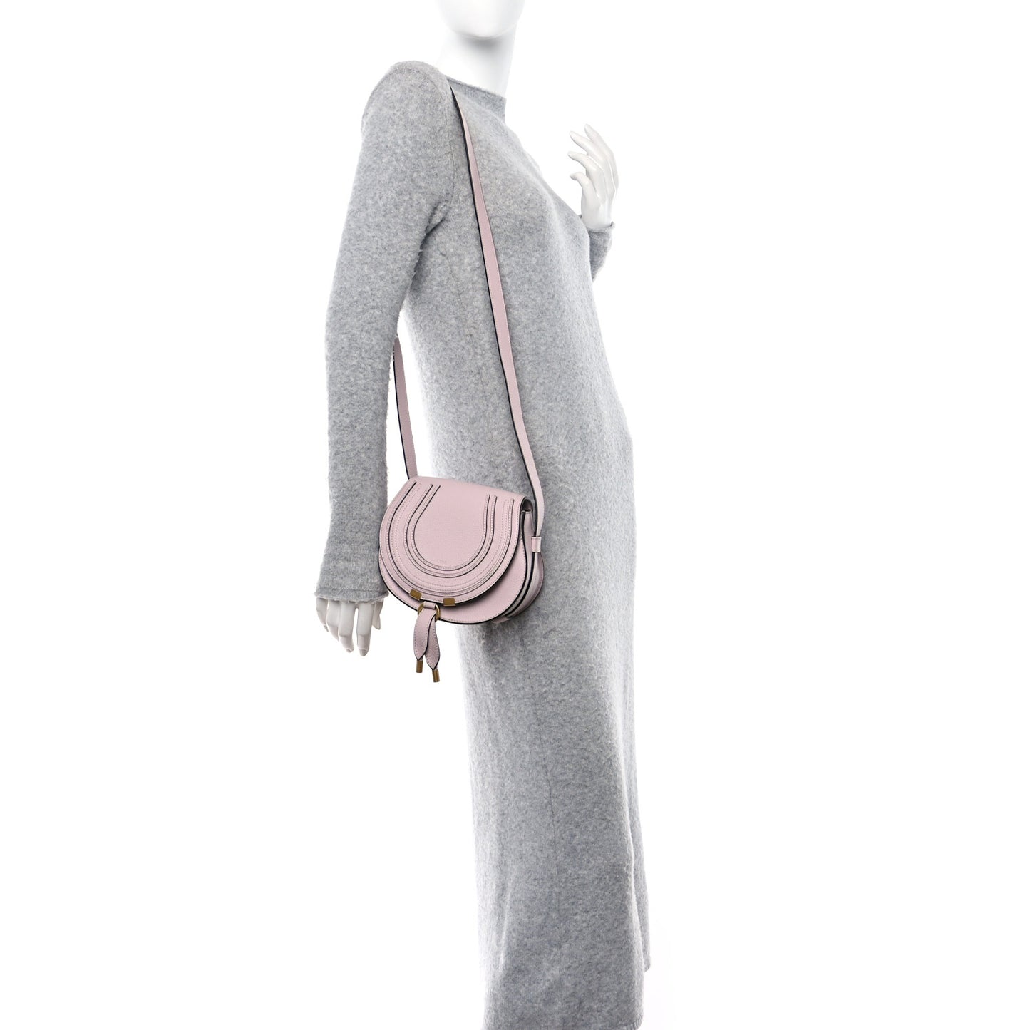 Grained Calfskin Small Marcie Saddle Bag Misty Lavender