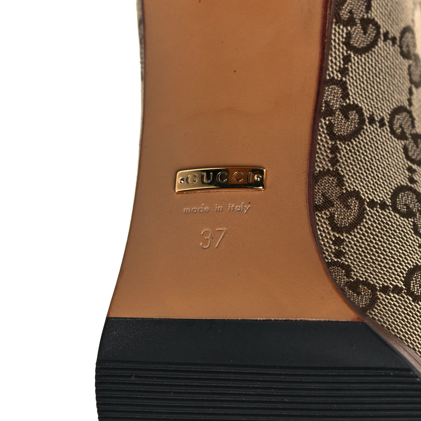 Monogram Lisa Mid Heel Boots 37 Beige Ebony