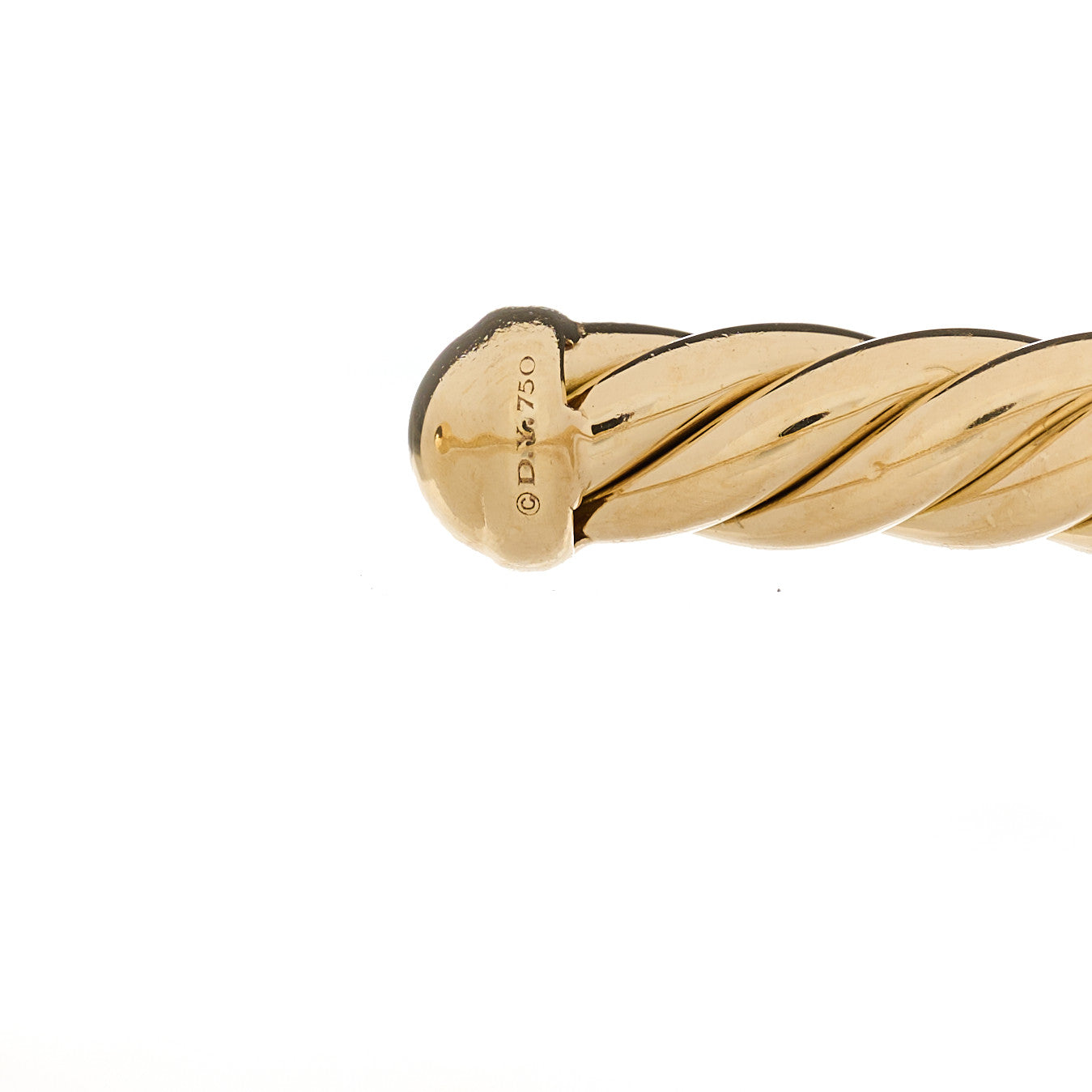 David Yurman 18K Yellow Gold Diamond 4mm Cablespira X Station Cable Bracelet 3 of 3