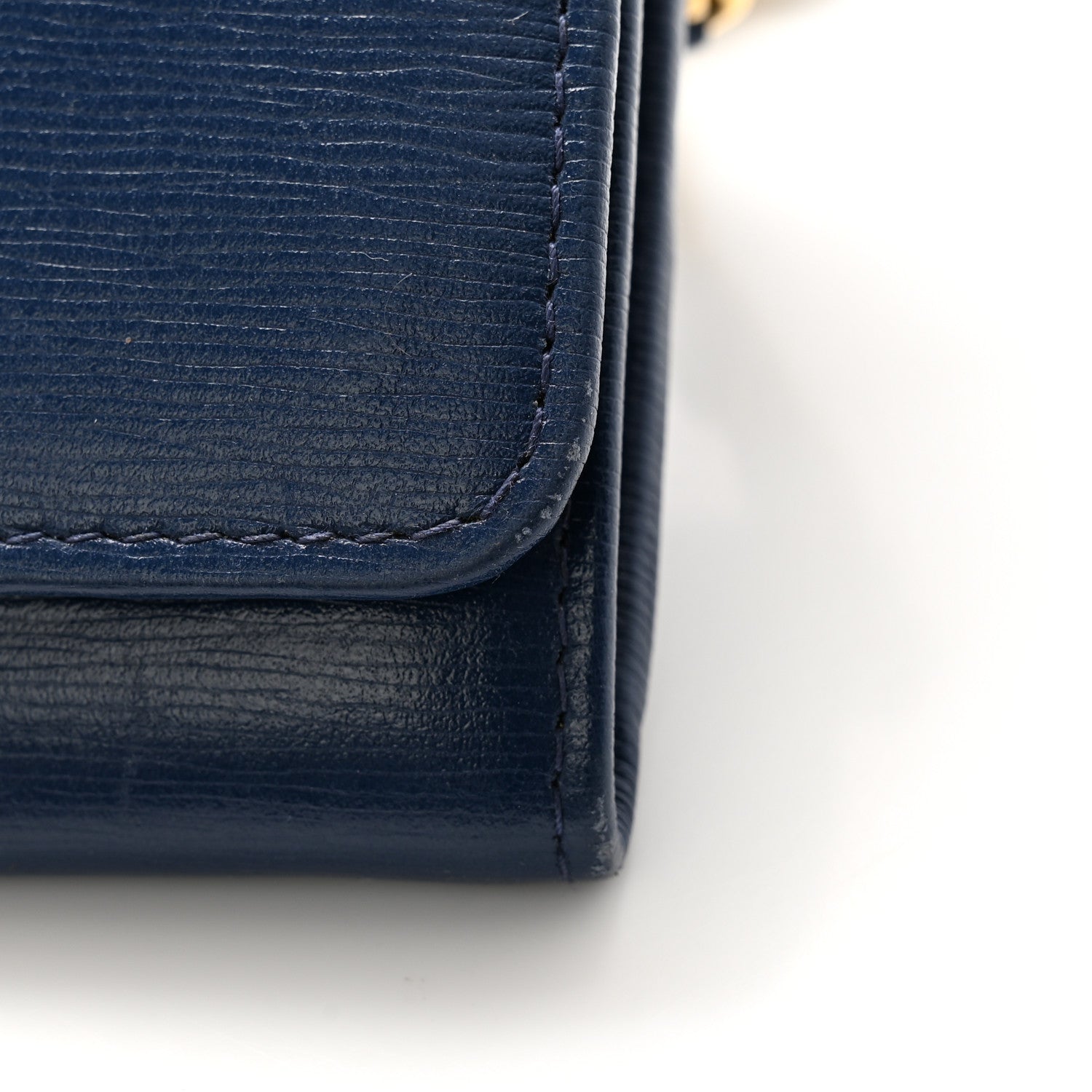 Prada Vitello Move Metal Oro Chain Wallet Bluette 11 of 11