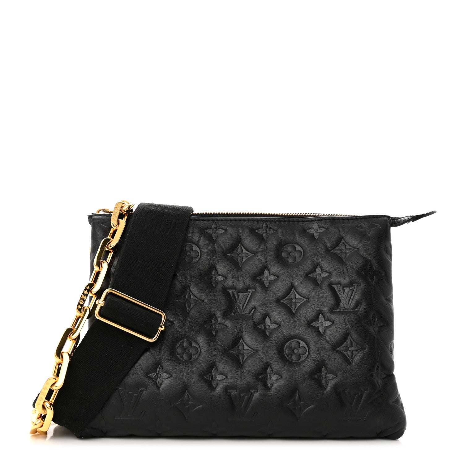 Louis Vuitton Lambskin Embossed Monogram Coussin PM Black 1 of 13