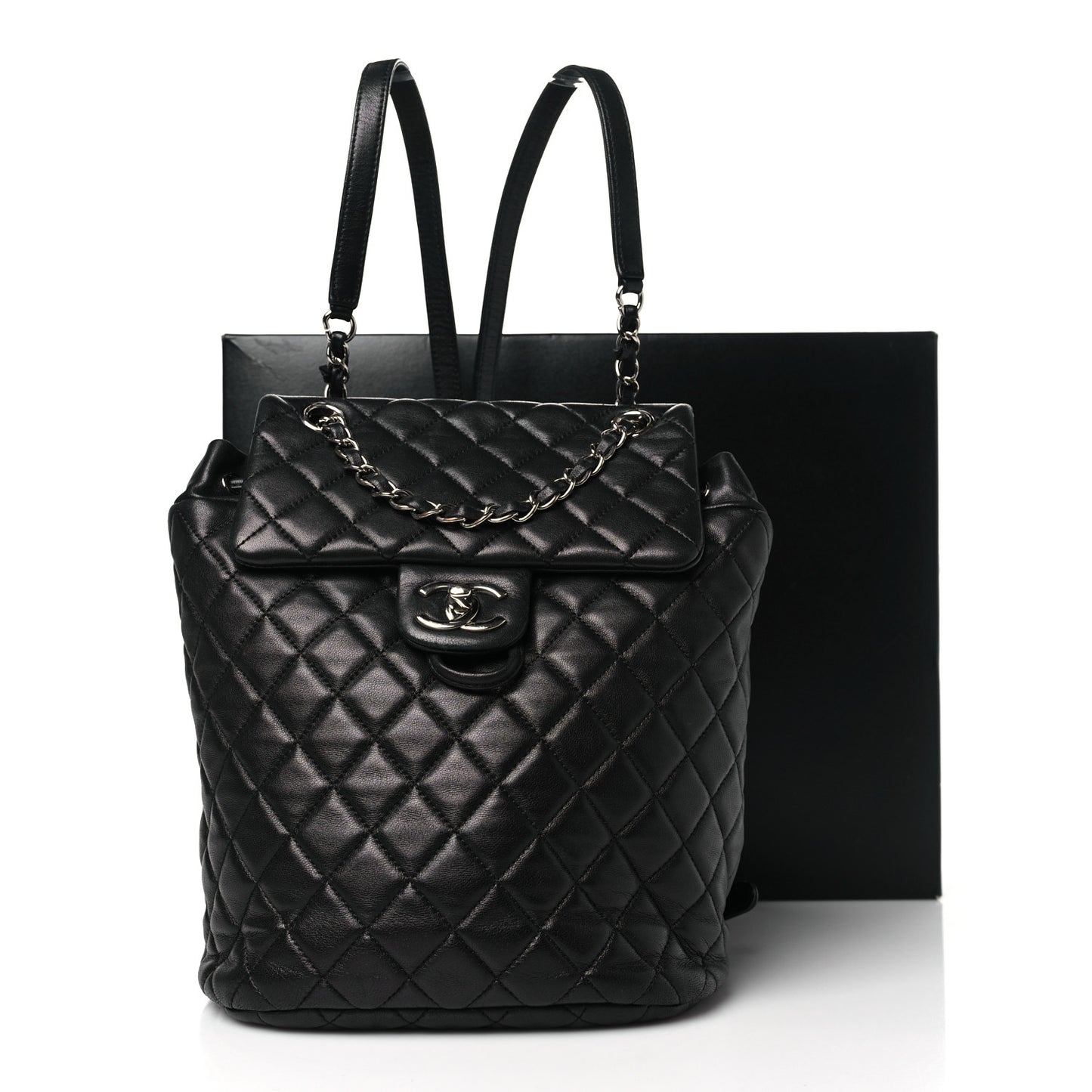 Lambskin Quilted Small Urban Spirit Backpack Black