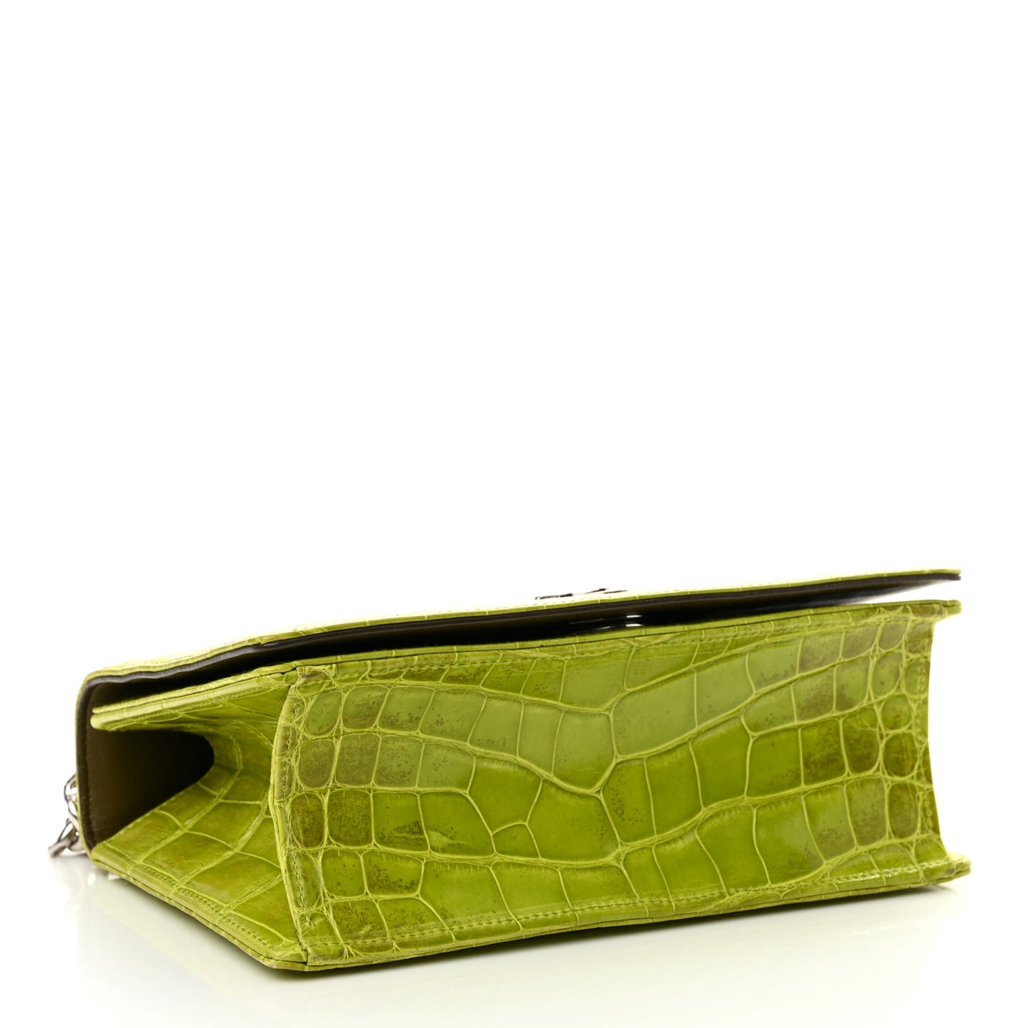 Crocodile Medium Diorama Flap Bag Green