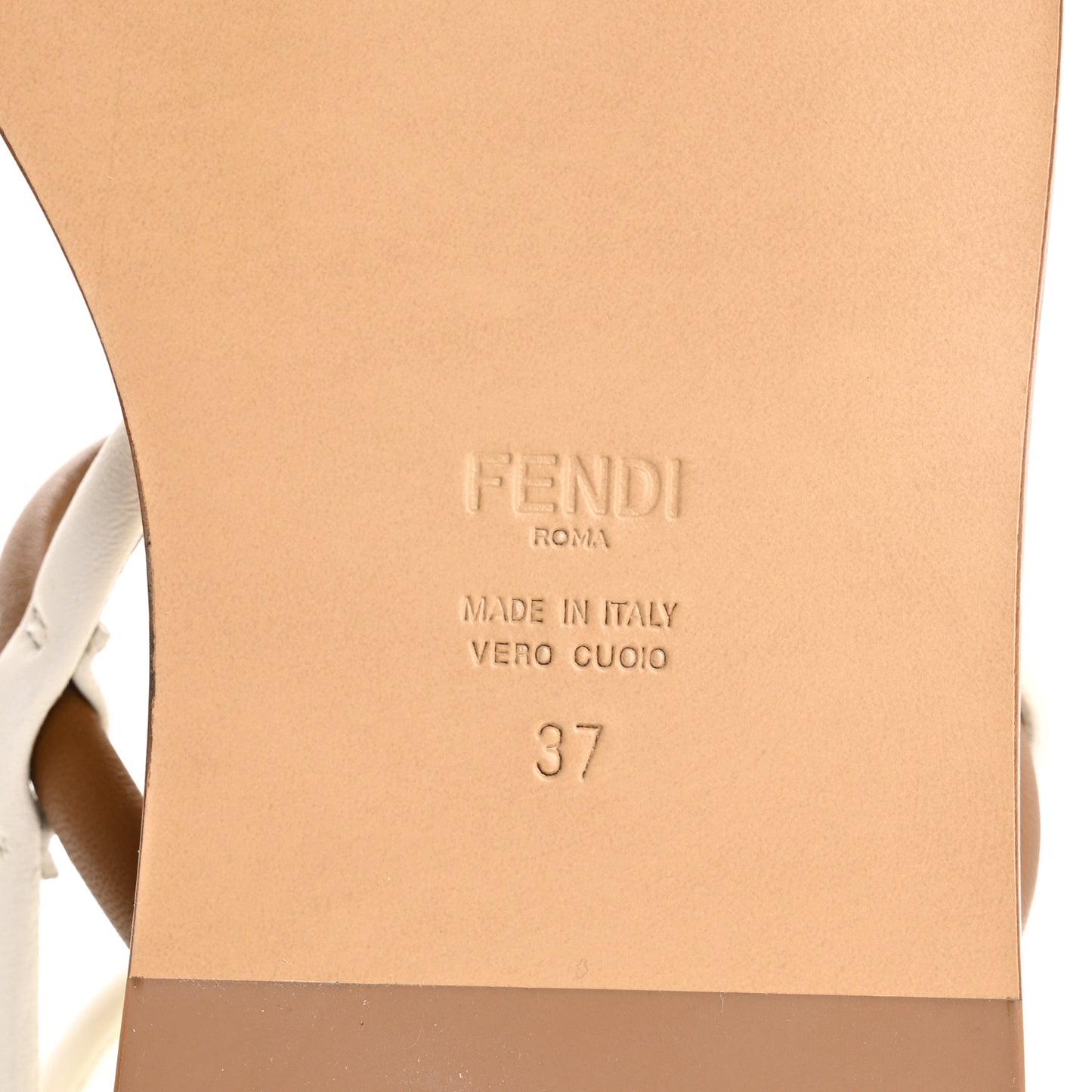 Nappa Fendi O'Lock Gladiator Flat Sandals 37 Semolina Sabbia White