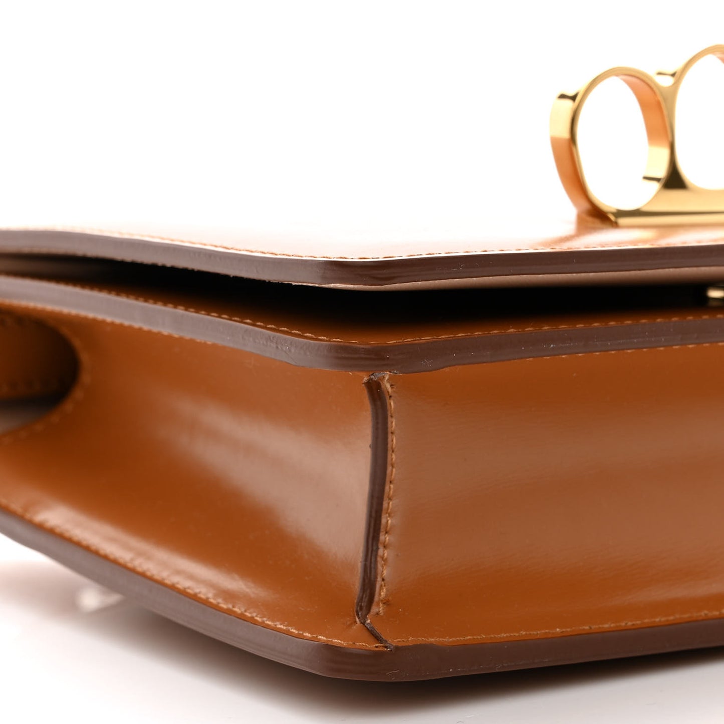 Smooth Calfskin Four Ring Knuckle Crossbody Bag Tan