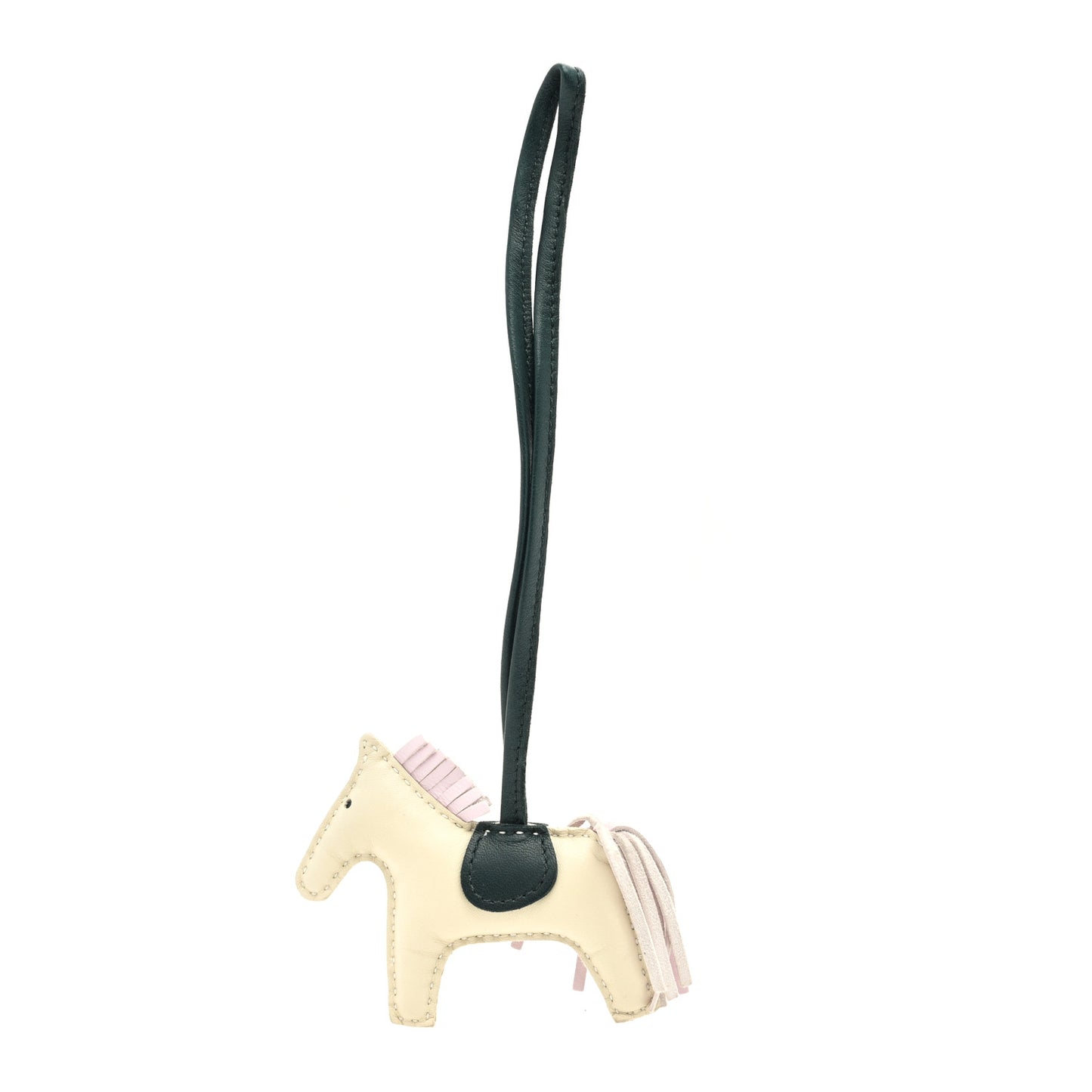 Milo Lambskin Grigri Rodeo Horse Bag Charm PM Craie Mauve Pale Vert Cypress