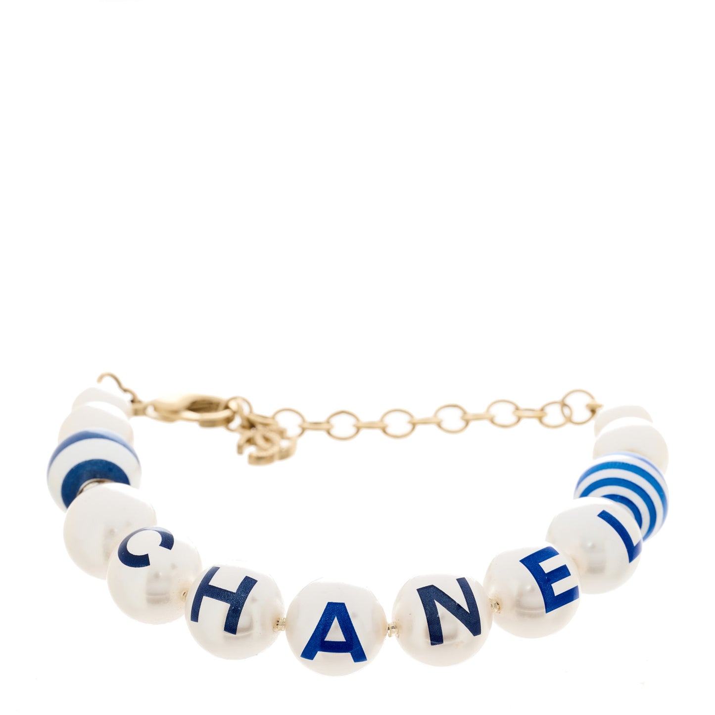 Pearl Crystal La Pausa Stripe Bracelet Gold Blue