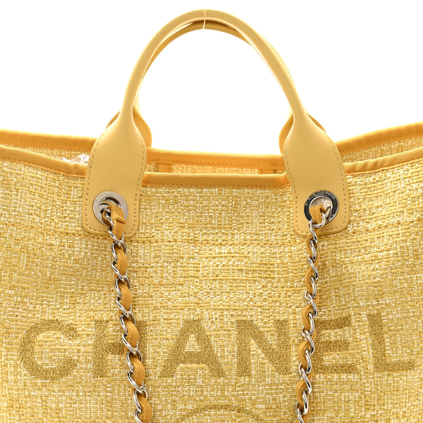 Woven Straw Raffia Large Deauville Tote Light Yellow