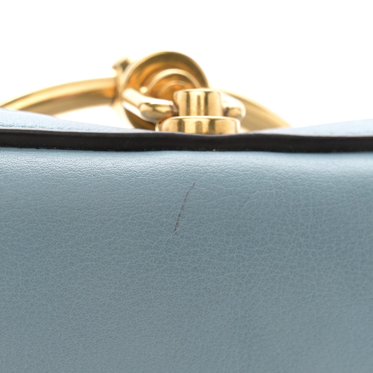Calfskin Small Nile Bracelet Minaudiere Bag Washed Blue