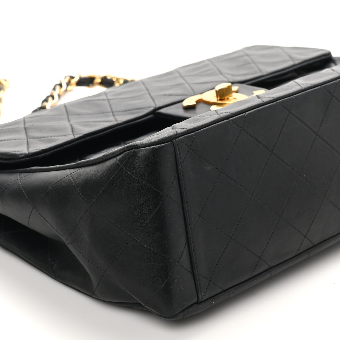 Lambskin Quilted Jumbo Single Flap Black