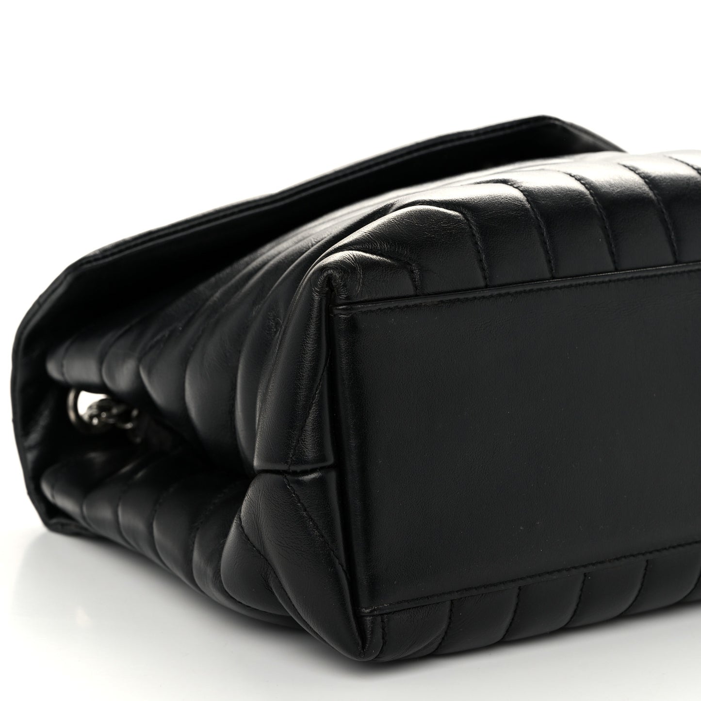 Calfskin Y Quilted Monogram Medium Loulou Chain Satchel Black