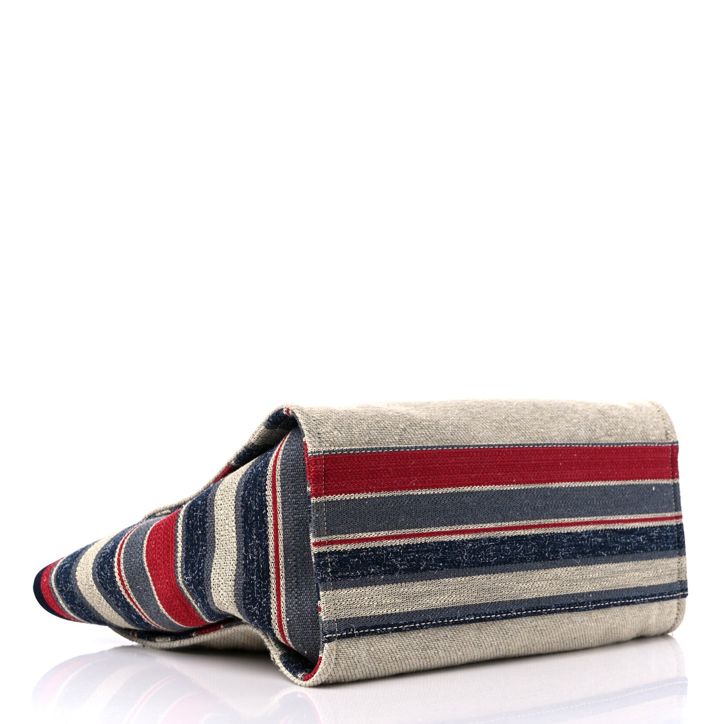 Striped Canvas Medium Deauville Tote Beige