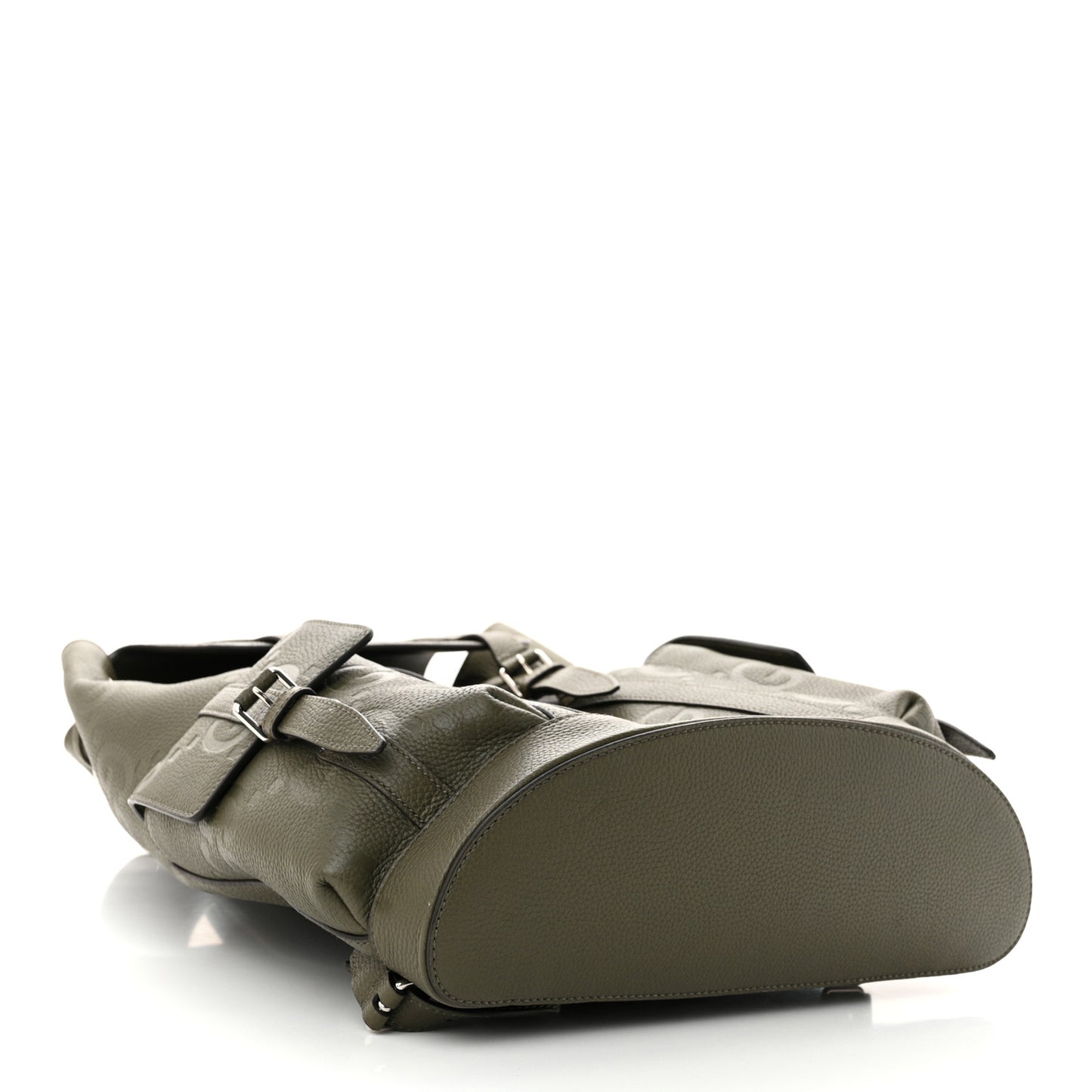 Piuma Calfskin Jumbo GG Embossed Double Buckle Backpack Dark Vintage Olive