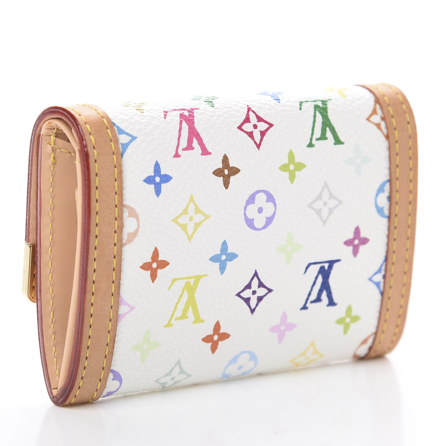 Monogram Multicolor Porte-Monnaie Plat Coin Purse White