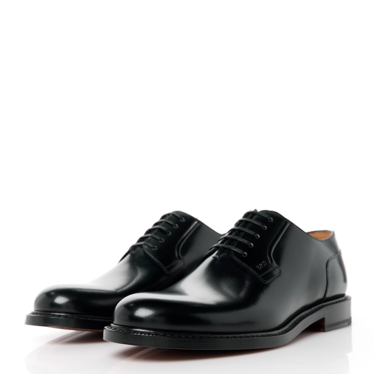 Polished Calfskin Mens Derby Shoe 41 Black