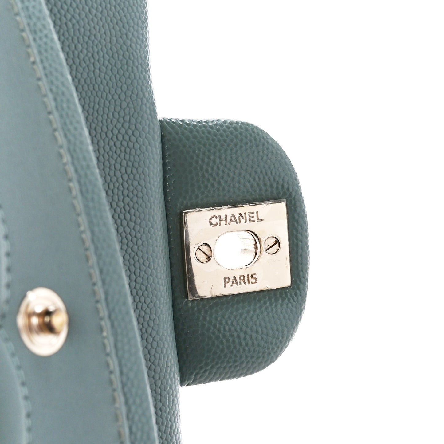 Caviar Quilted Medium Double Flap Light Blue