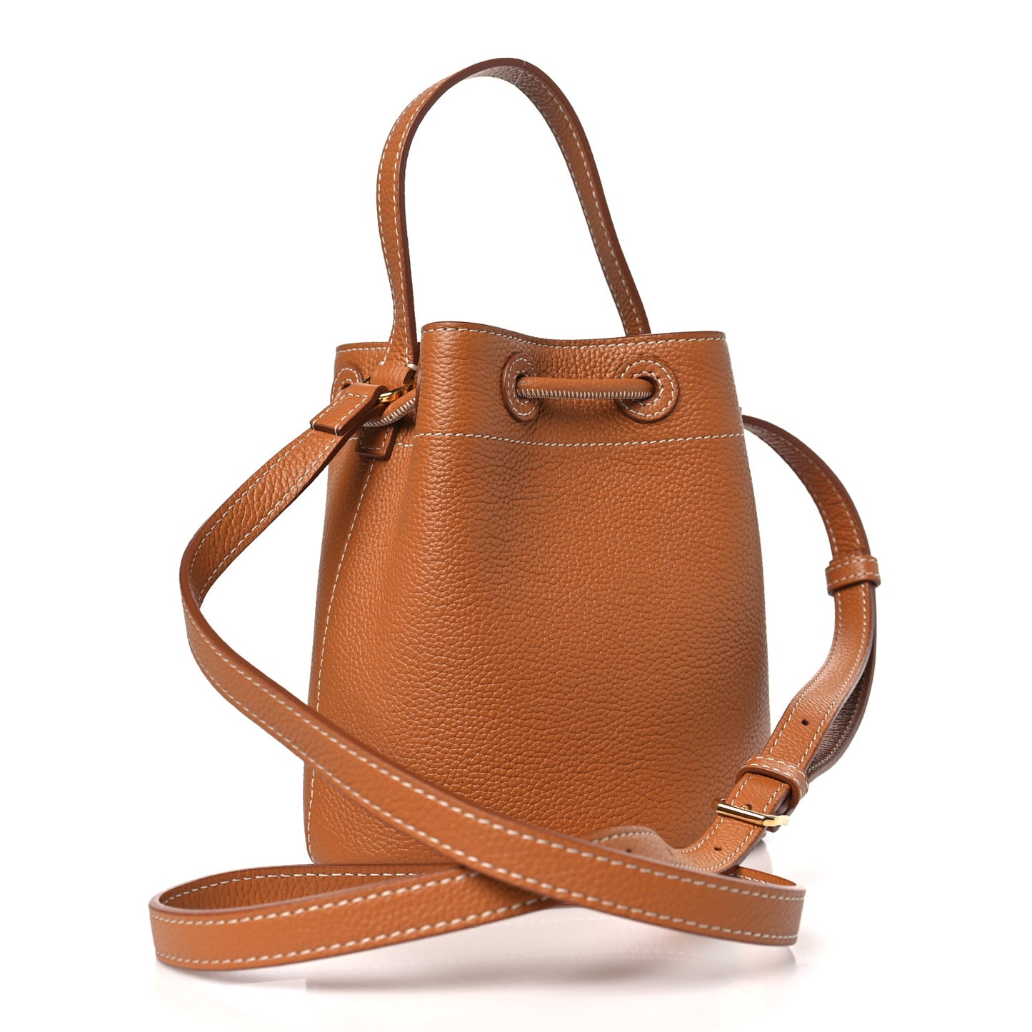 Calfskin TB Mini Bucket Bag Warm Russet Brown