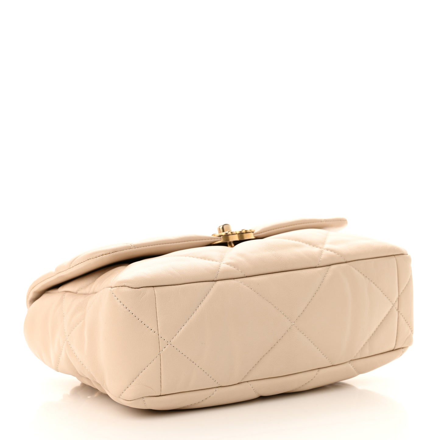 Goatskin Quilted Large Chanel 19 Flap Light Beige
