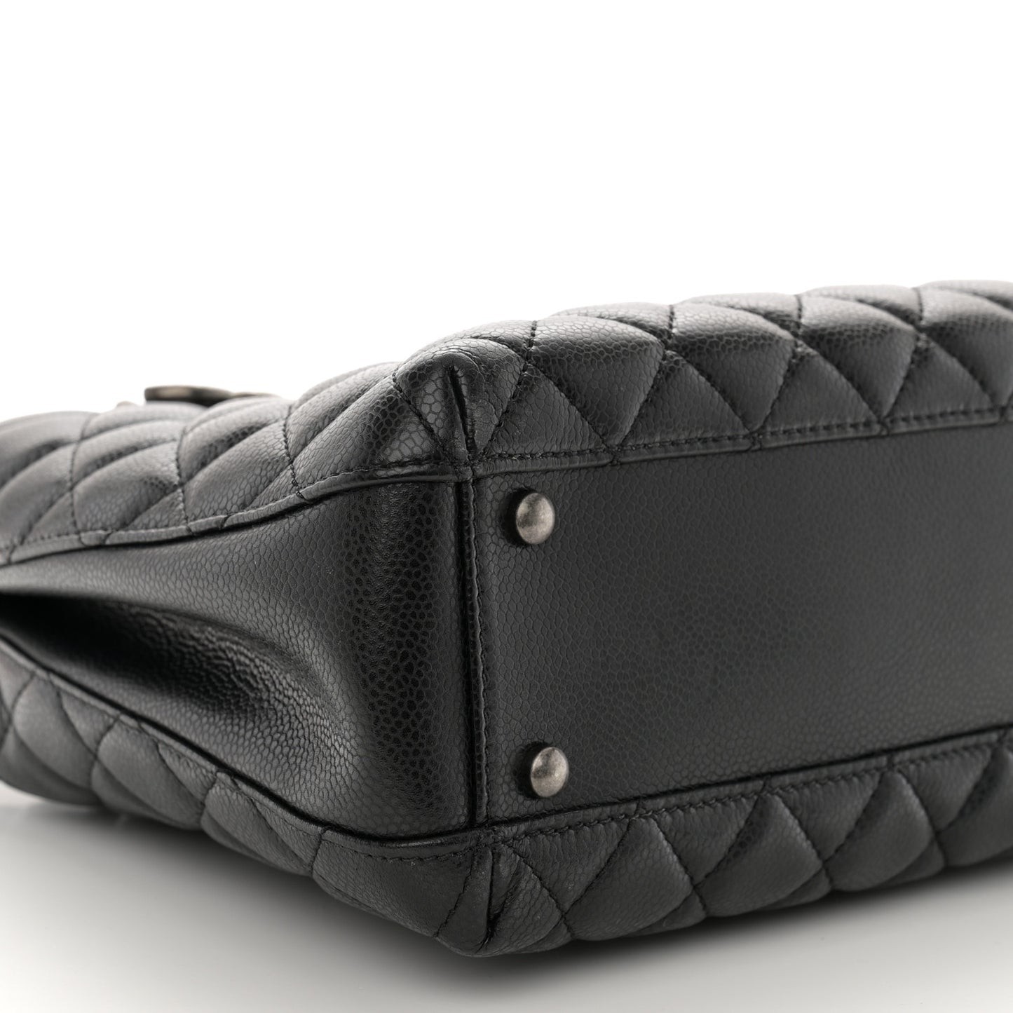 Caviar Quilted Small City Shopping Tote Black