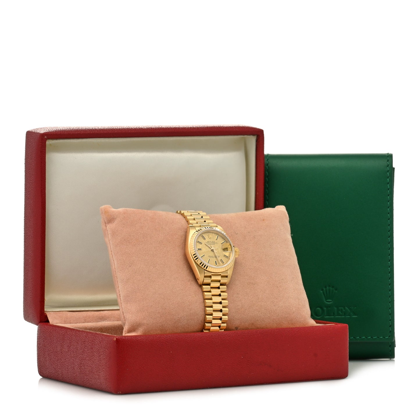 18K Yellow Gold 26mm Oyster Perpetual Datejust President Watch Linen 69178