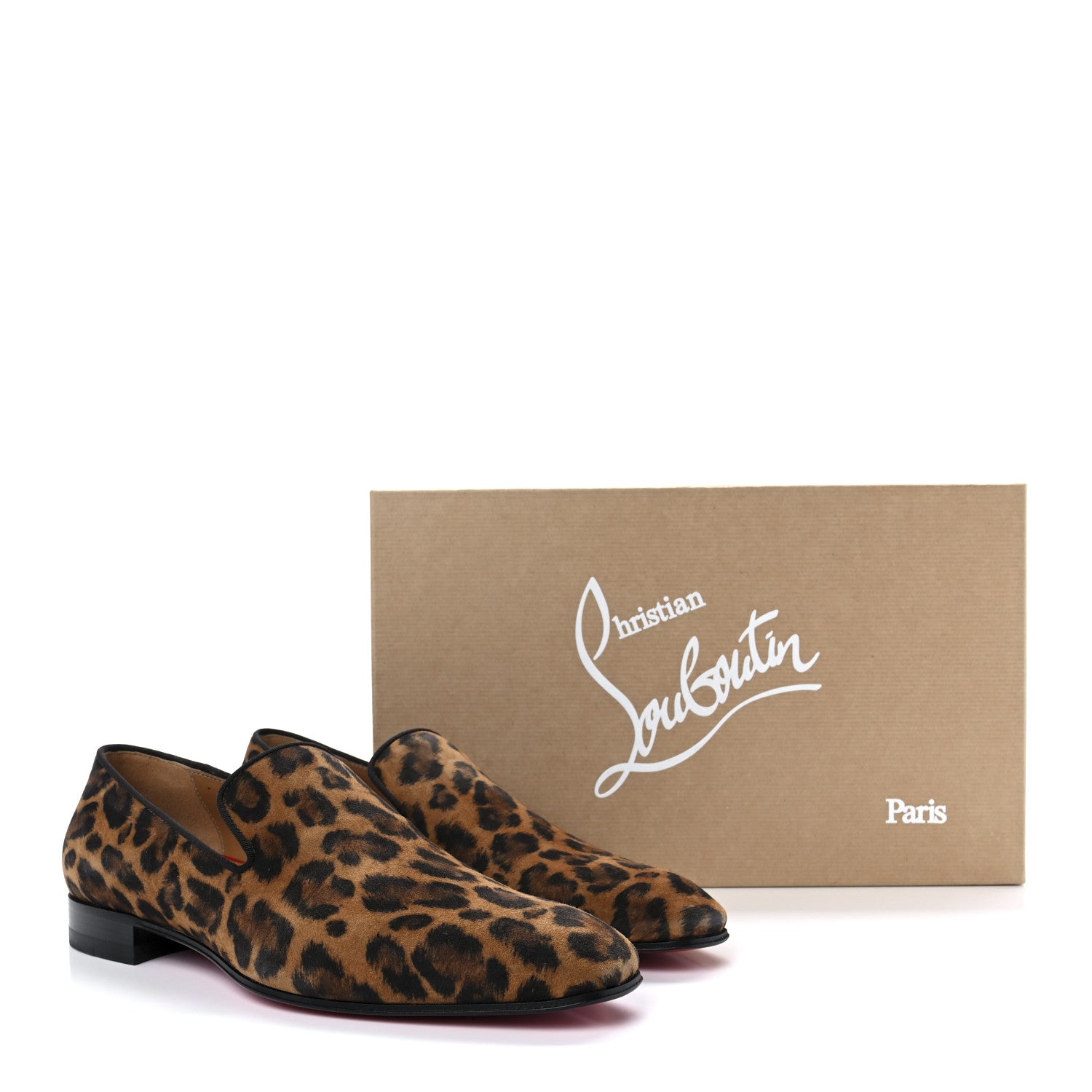 Christian Louboutin Veau Velours Leopard Mens Dandelion Flat Loafers 39 Caramel 8 of 8
