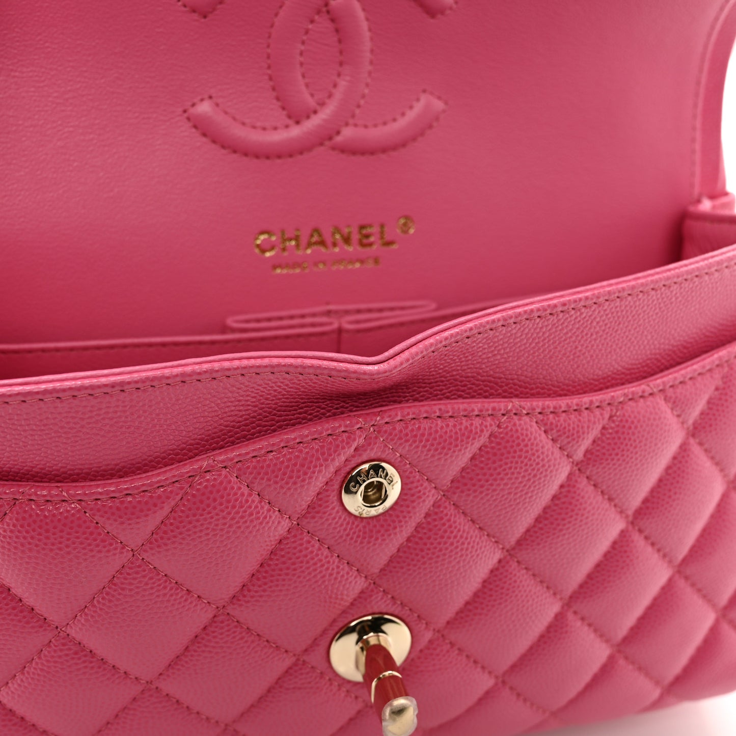 Caviar Quilted Small Double Flap Pink