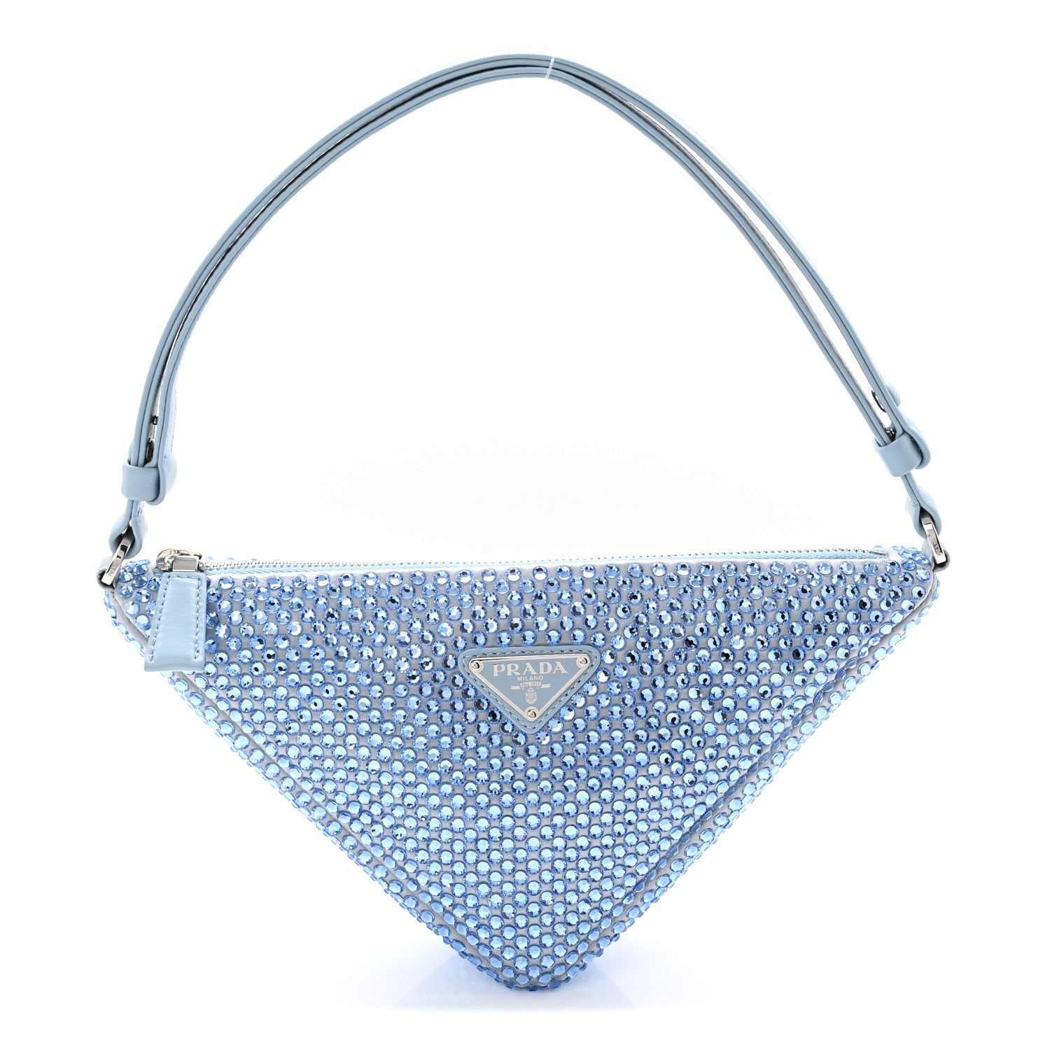 Prada Satin Crystal Triangle Pouch Celeste 1867536 – FASHIONPHILE Prada Satin Crystal Triangle Pouch Celeste 1867536 – FASHIONPHILE