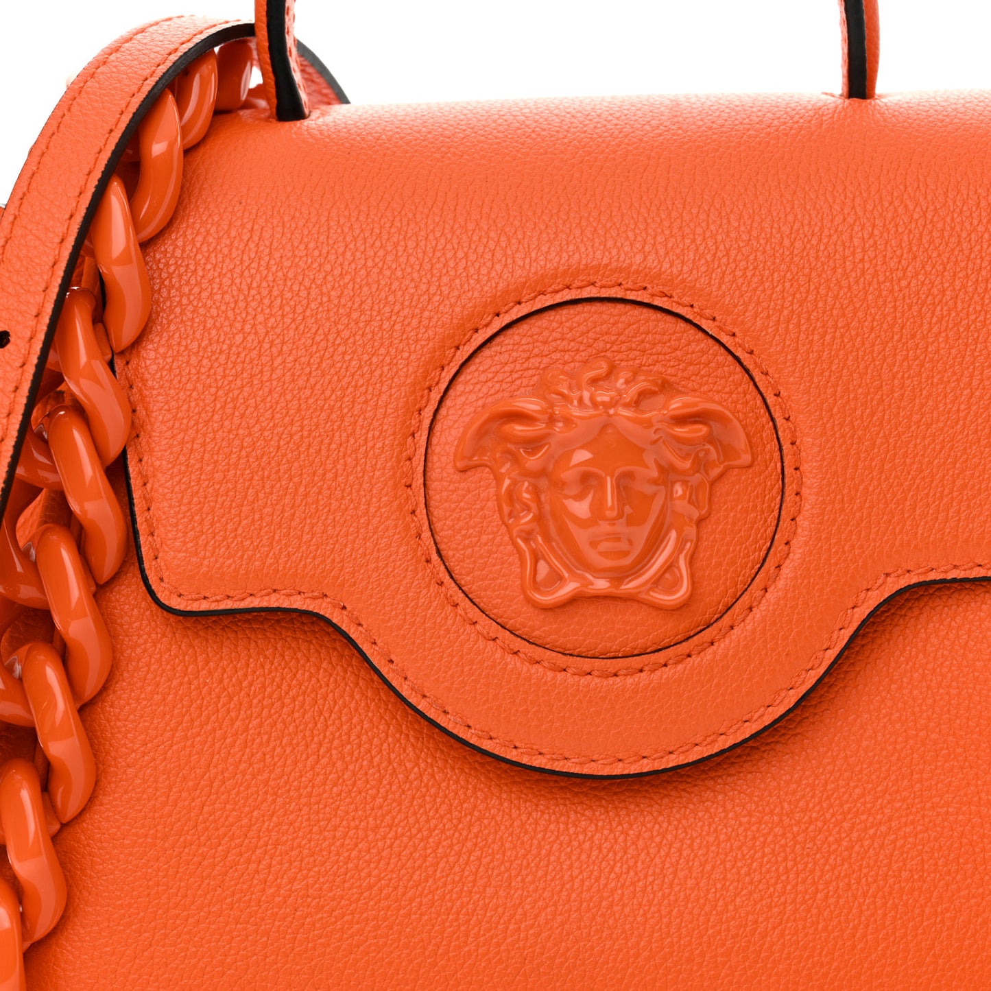 Grained Calfskin Small La Medusa Bag Orange